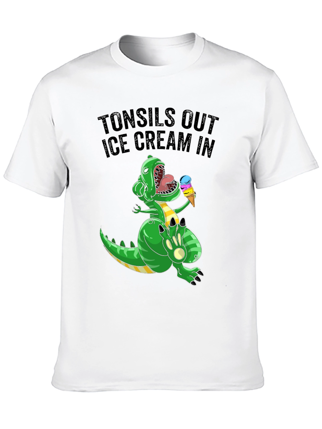 Tonsils Out Ice Cream In T-Rex Graphic Tee