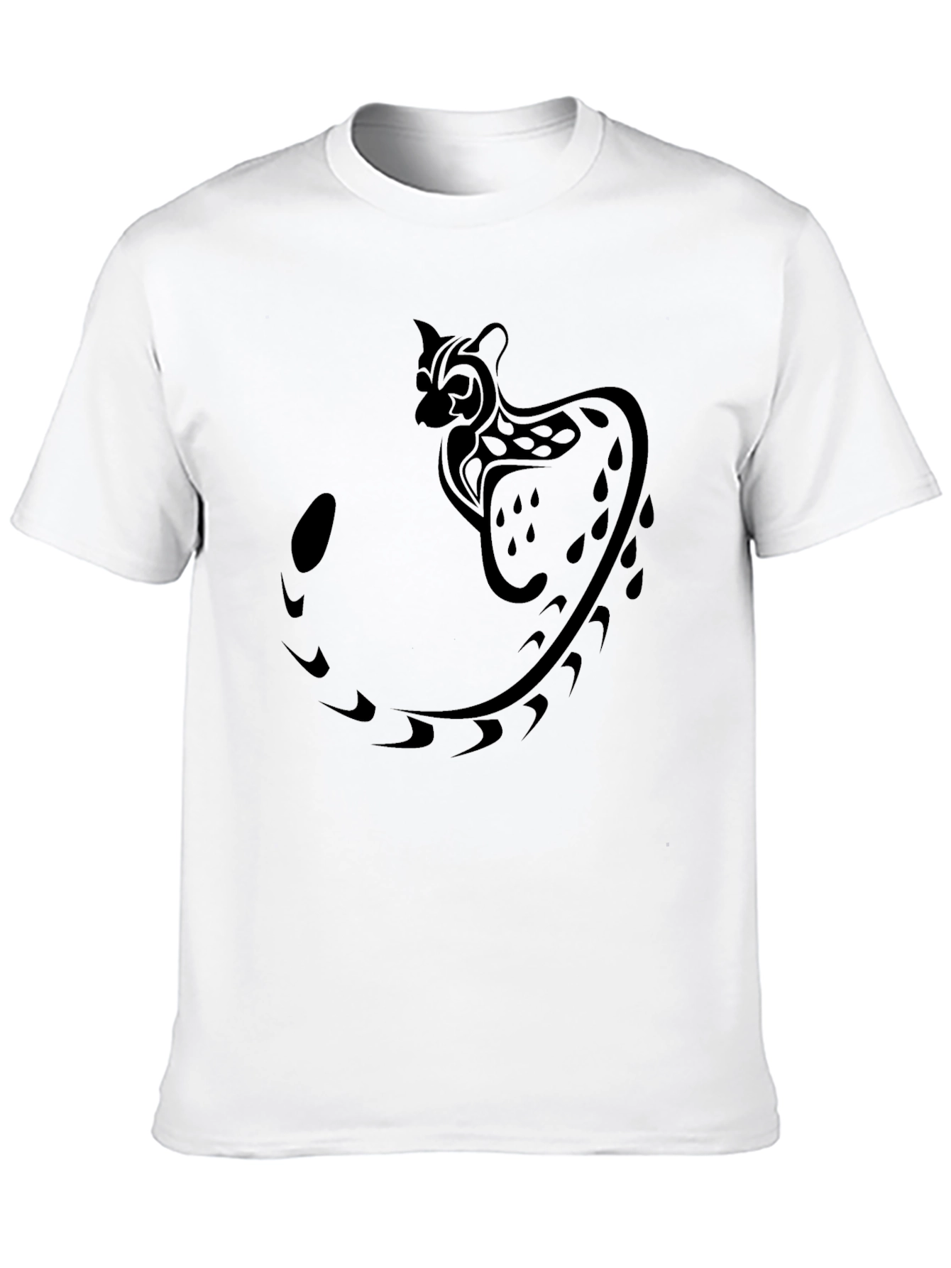 Tribal Cat Graphic Black T-Shirt