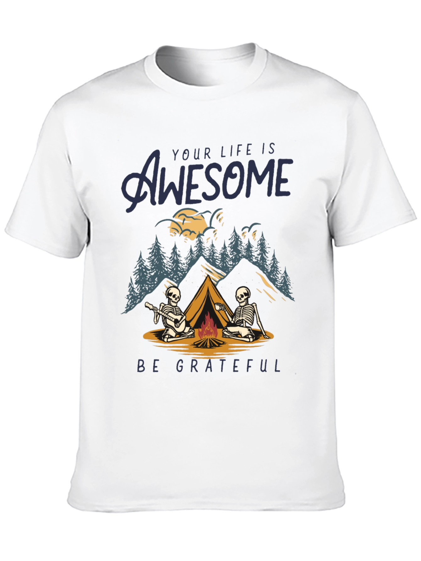 Awesome Life Camping Skeleton Graphic T-Shirt