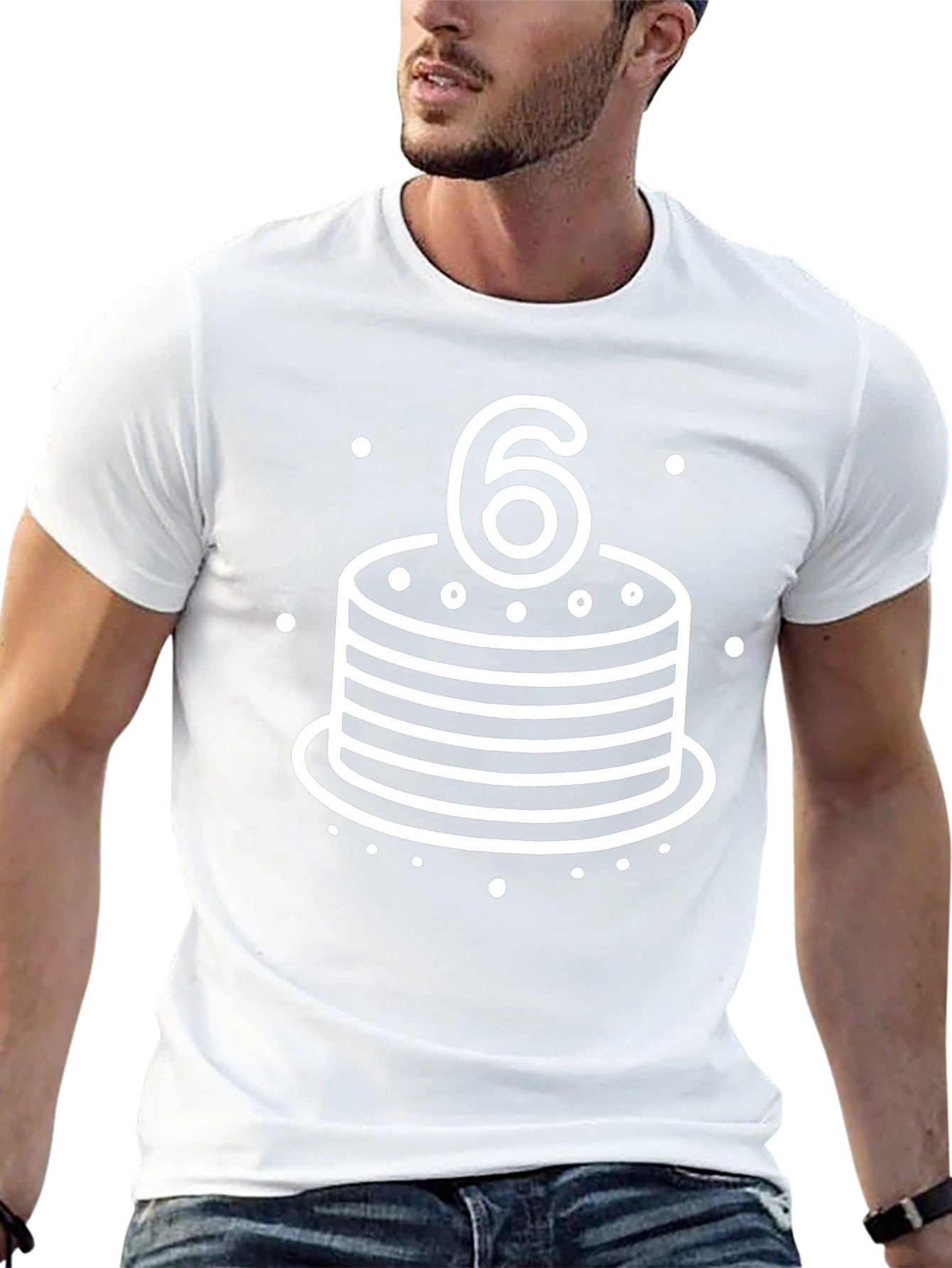 6th Birthday Cake T-Shirt - Black