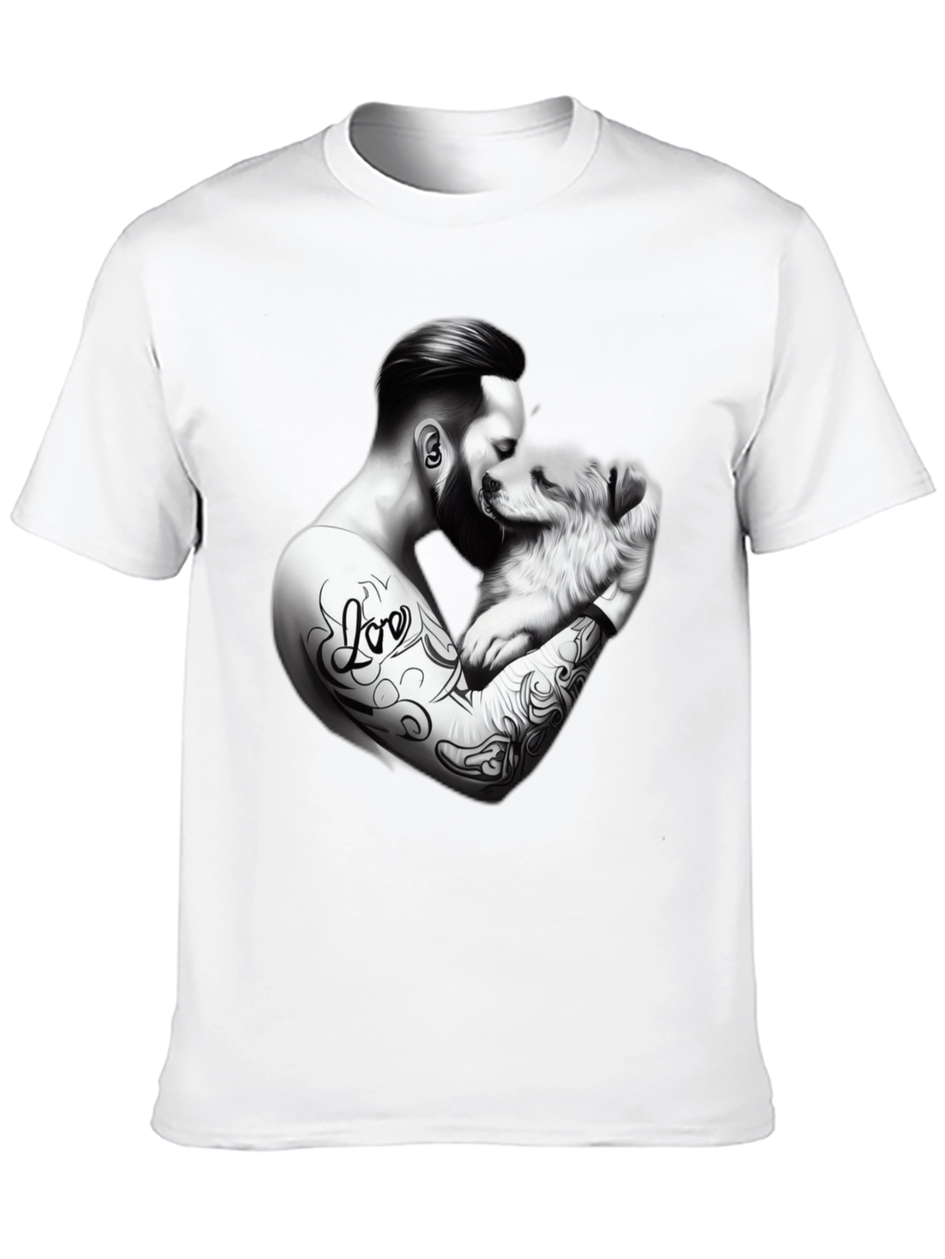 Tattooed Man & Dog Black T-Shirt