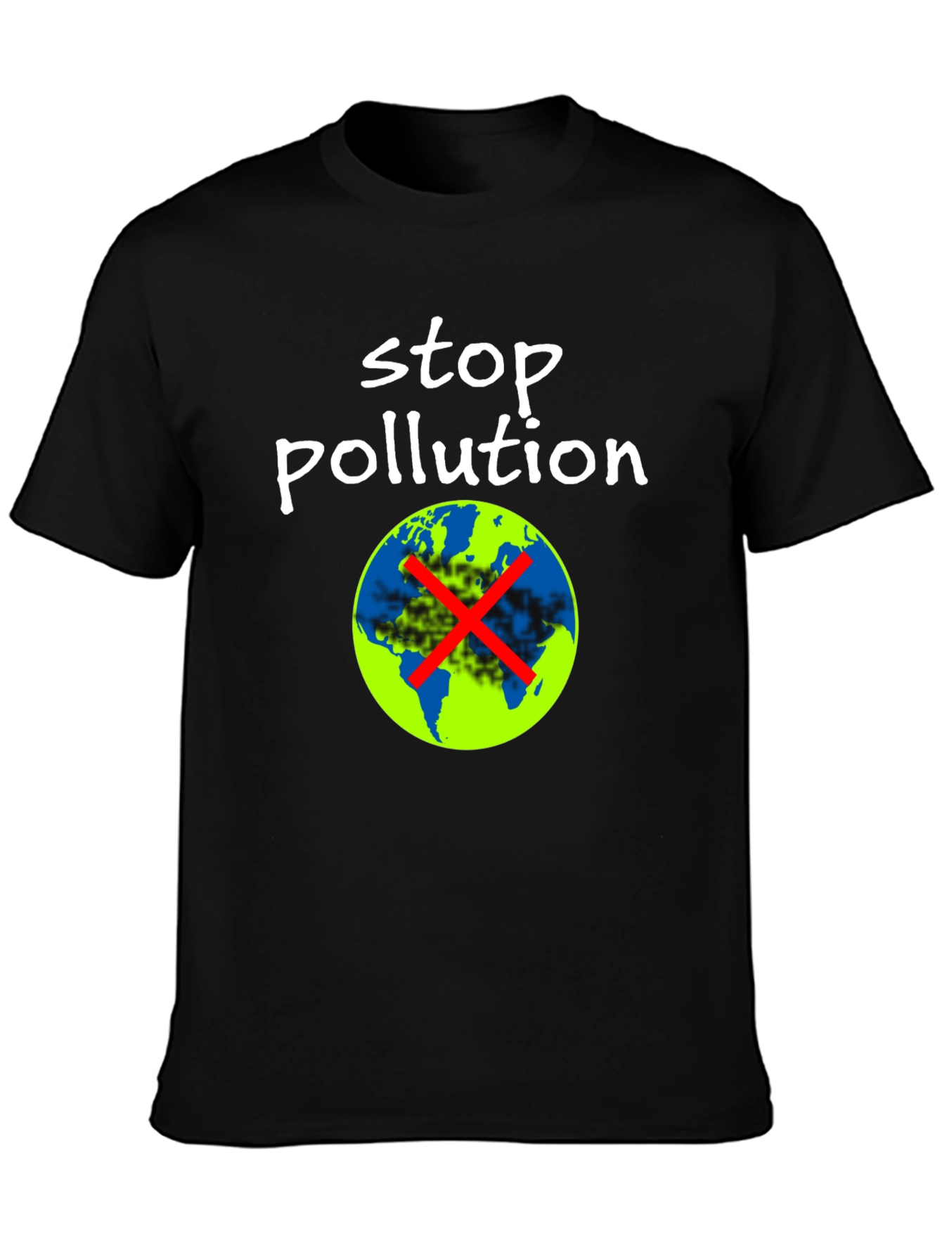 Stop Pollution Graphic T-Shirt - Black Cotton Tee