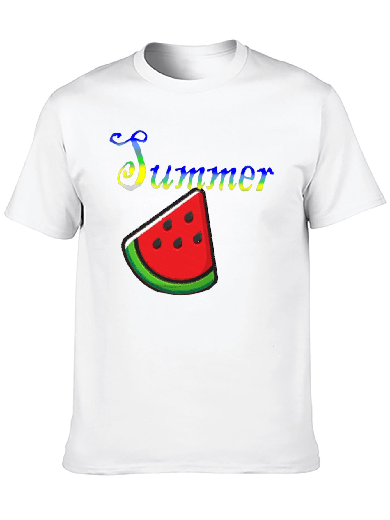 Summer Watermelon Graphic Print Black T-Shirt