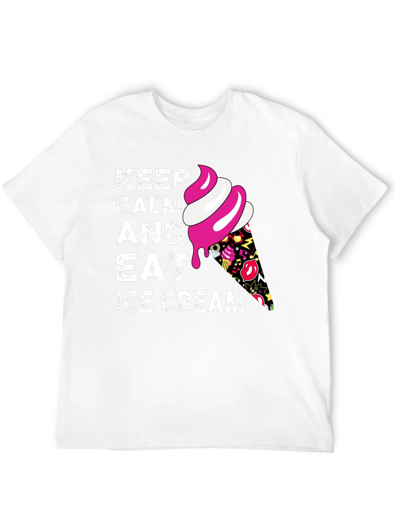 Keep Calm and Eat Ice Cream Black T-Shirt