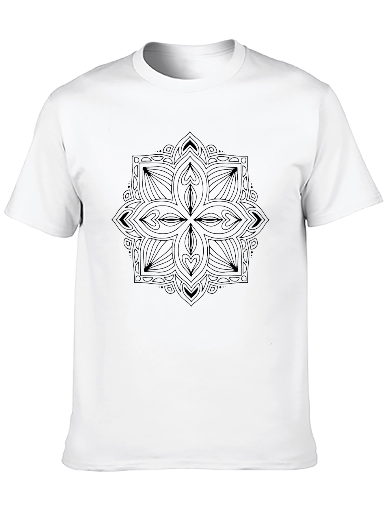 Black Tee with Geometric Mandala Design