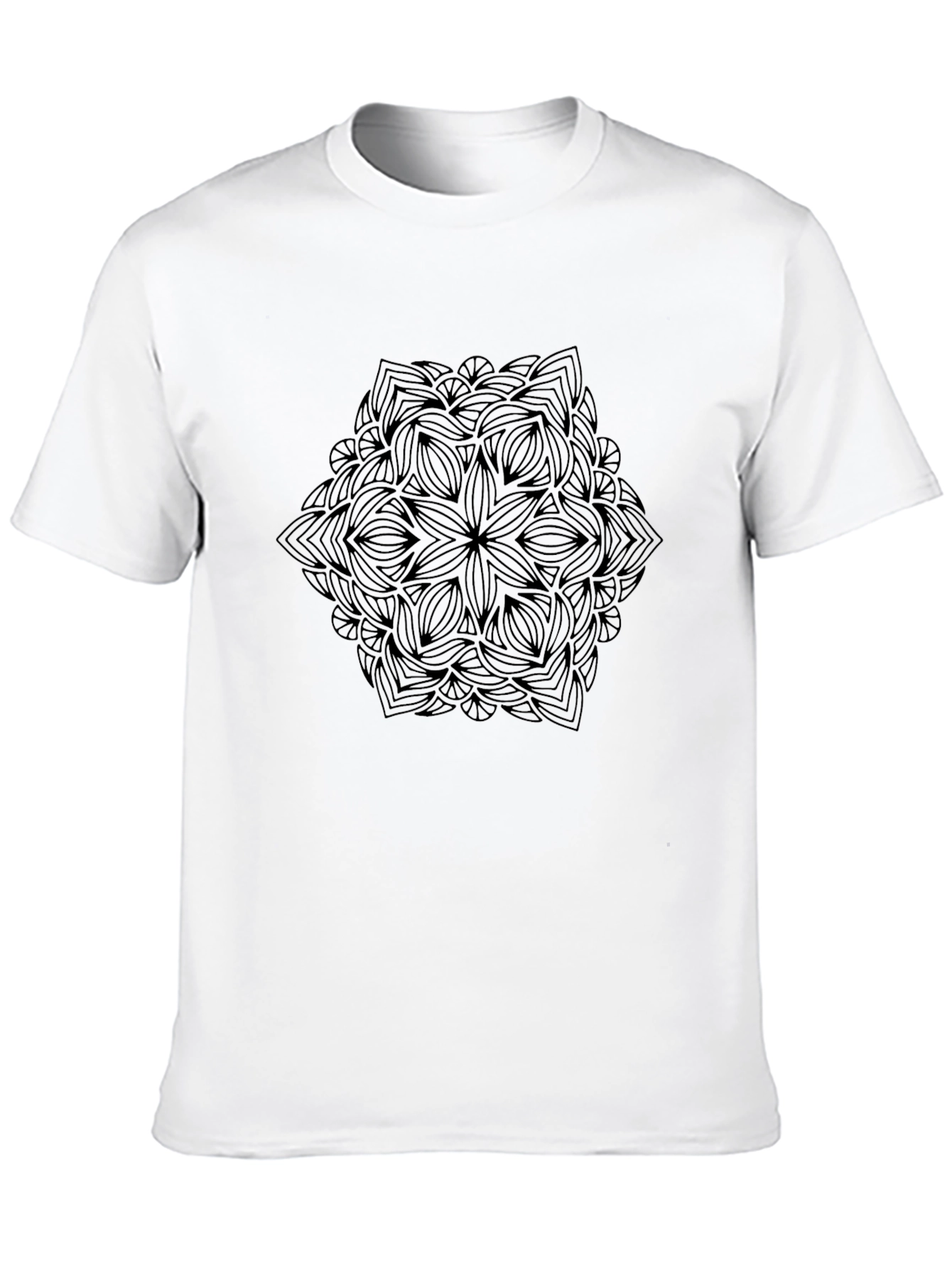 Black Mandala Print Crew Neck T-Shirt