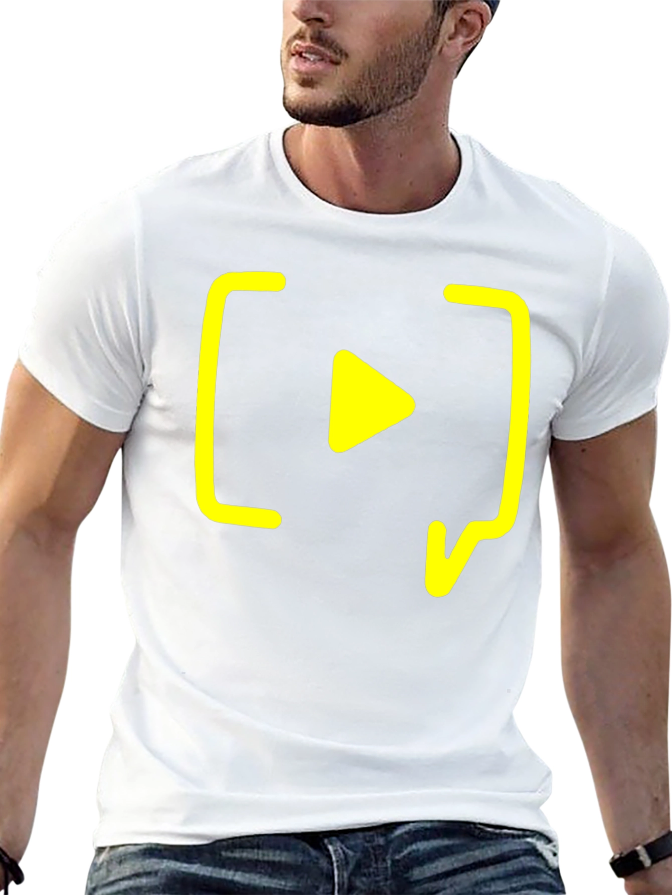 Black T-Shirt with Yellow Play Button Design