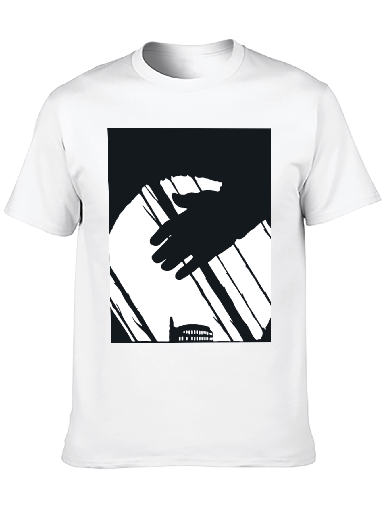 Abstract Hand & Building Black T-Shirt