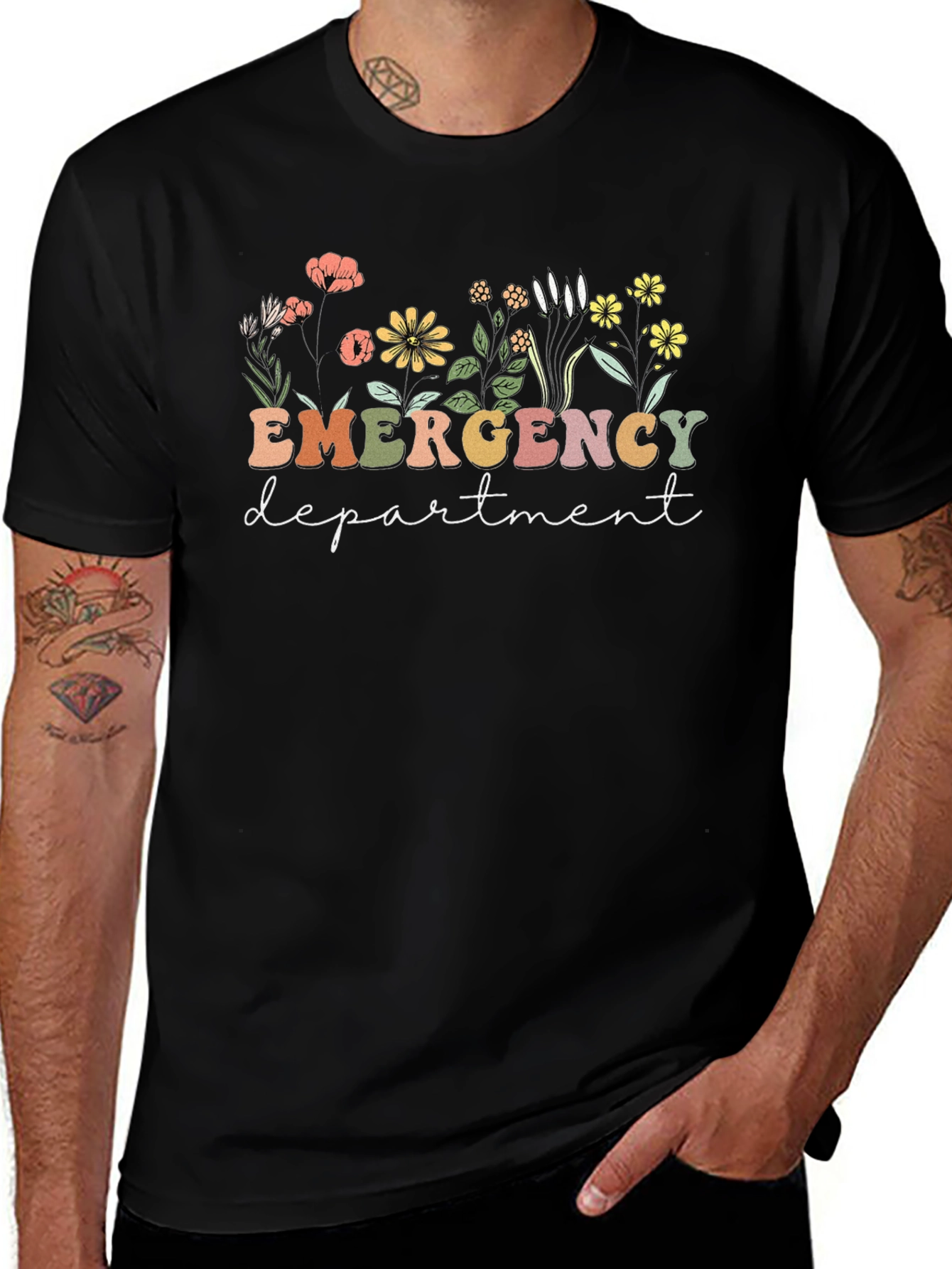 Emergency Department Floral Graphic Tee