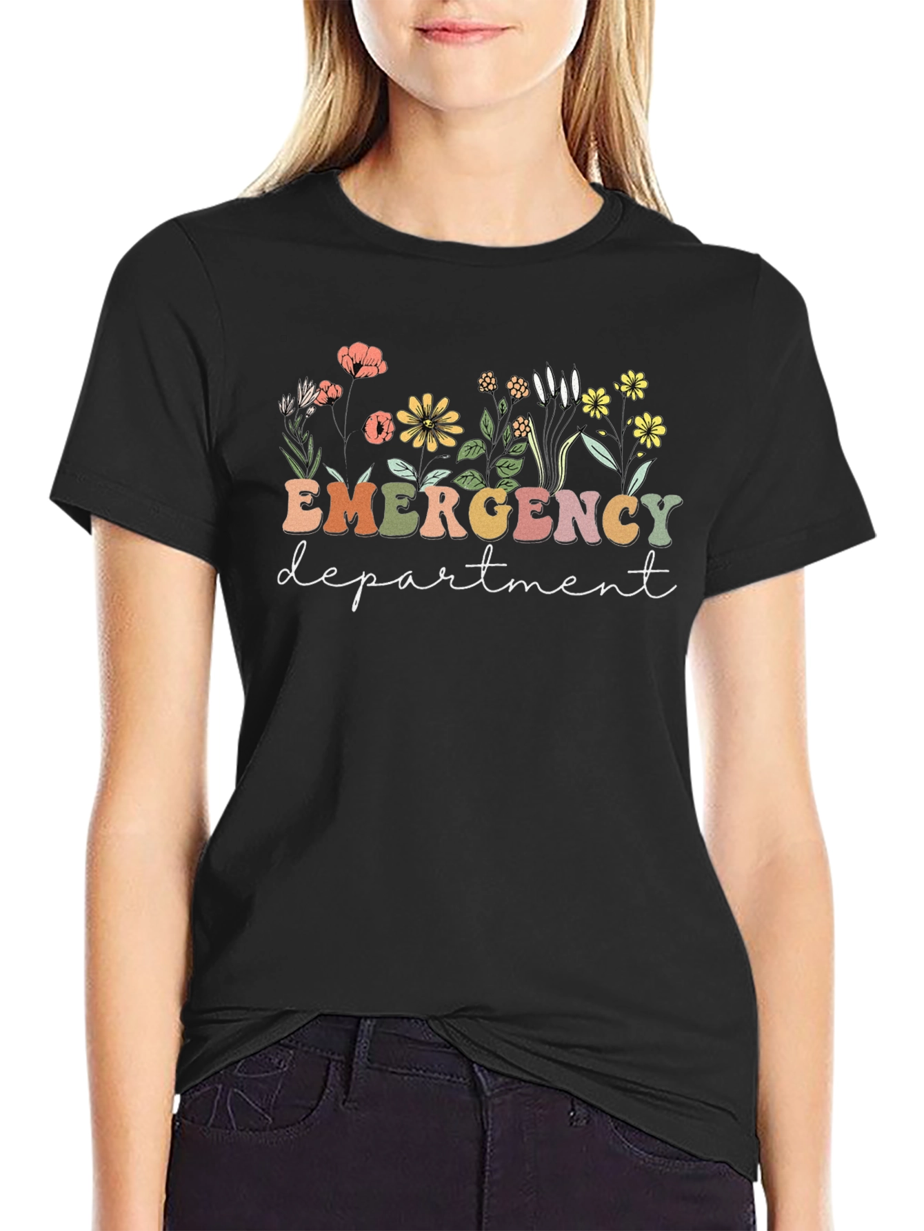 Emergency Department Floral Graphic Tee