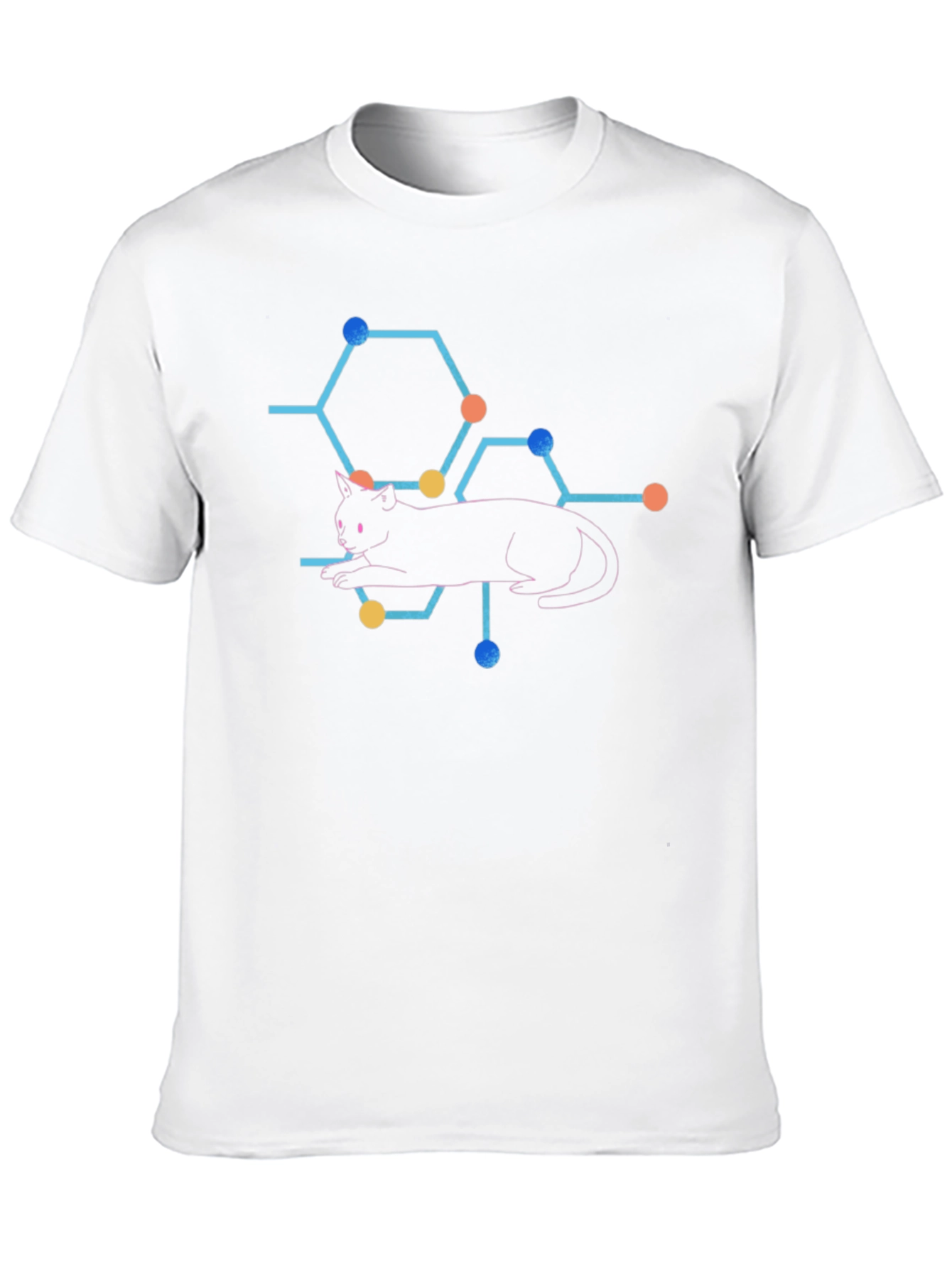 Cat Molecule Graphic Print T-Shirt