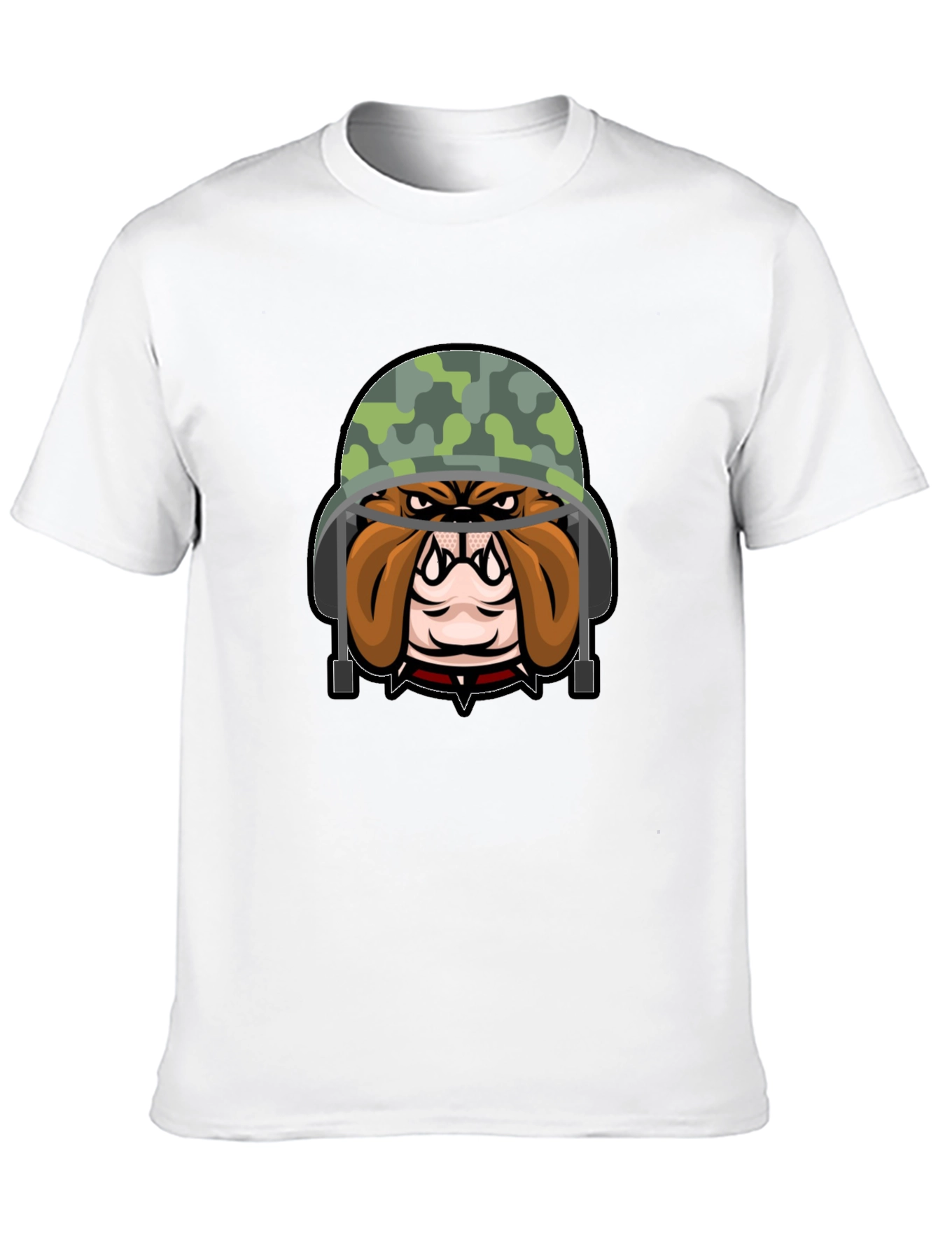 Bulldog Soldier Graphic Tee - Black Cotton T-Shirt