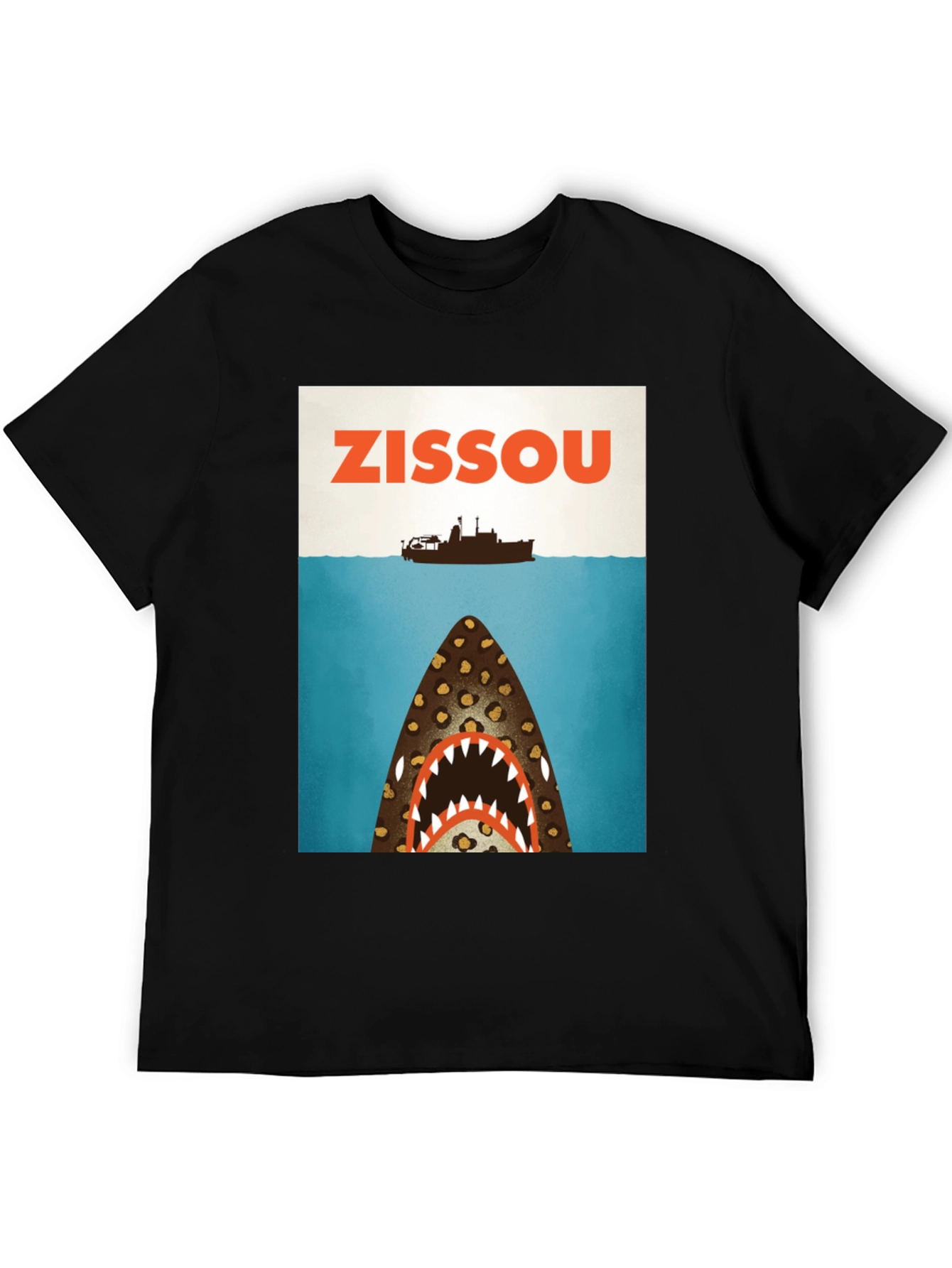 Zissou Shark Graphic Tee - Black Cotton T-Shirt