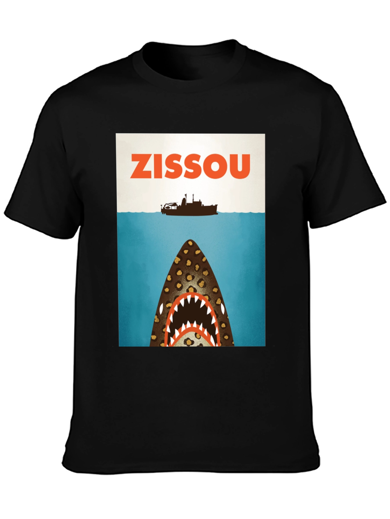 Zissou Shark Graphic Tee - Black Cotton T-Shirt