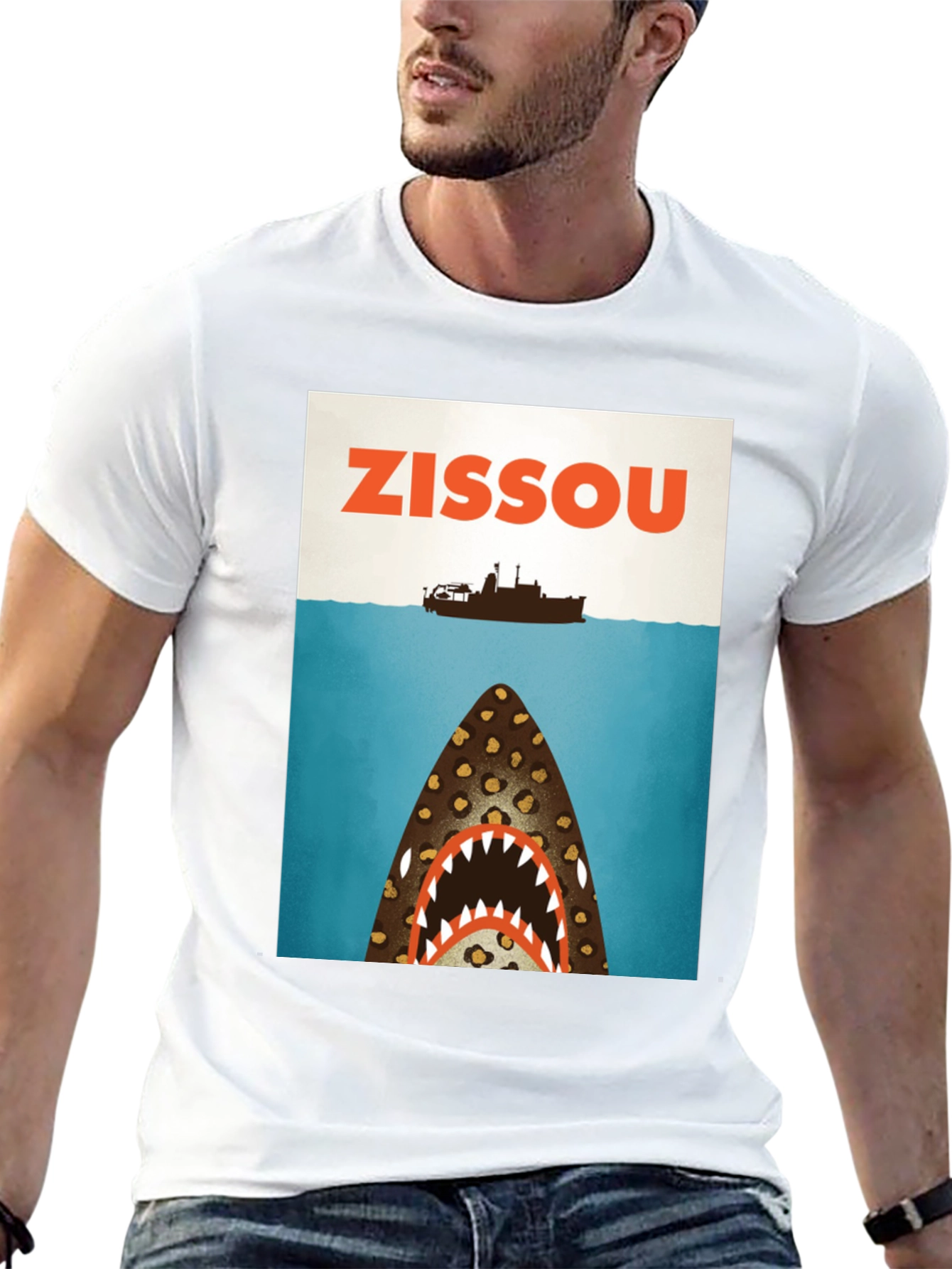 Zissou Shark Graphic Tee - Black Cotton T-Shirt