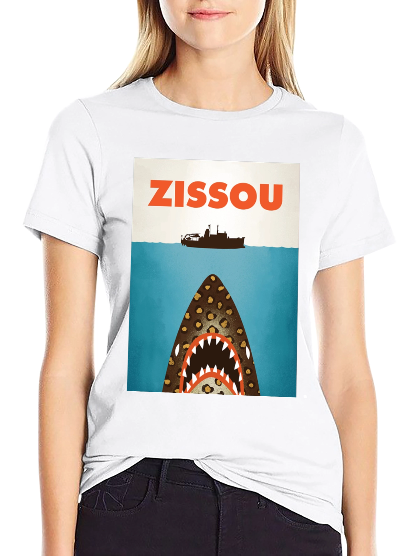Zissou Shark Graphic Tee - Black Cotton T-Shirt