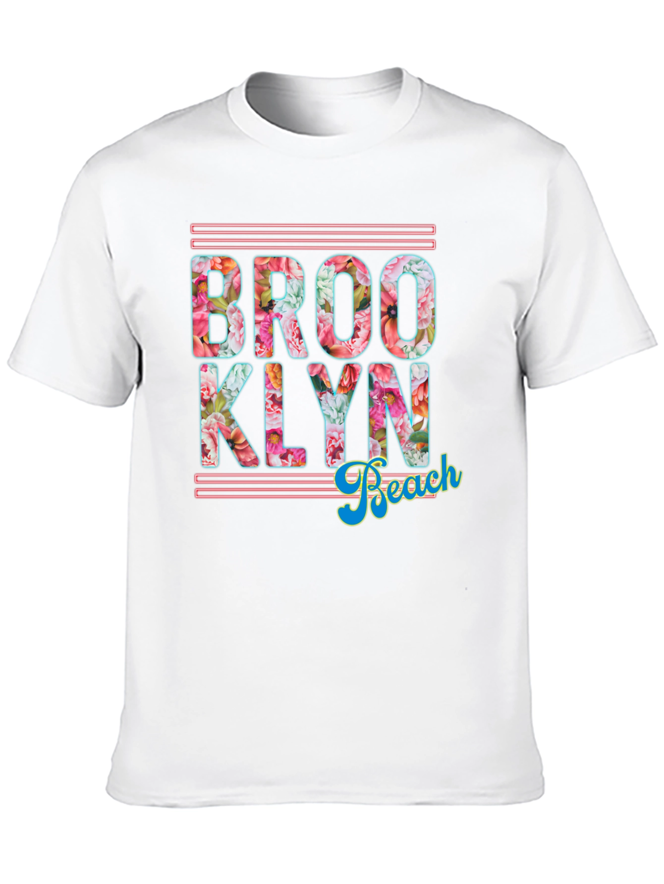 Brooklyn Beach Floral Print Black T-Shirt