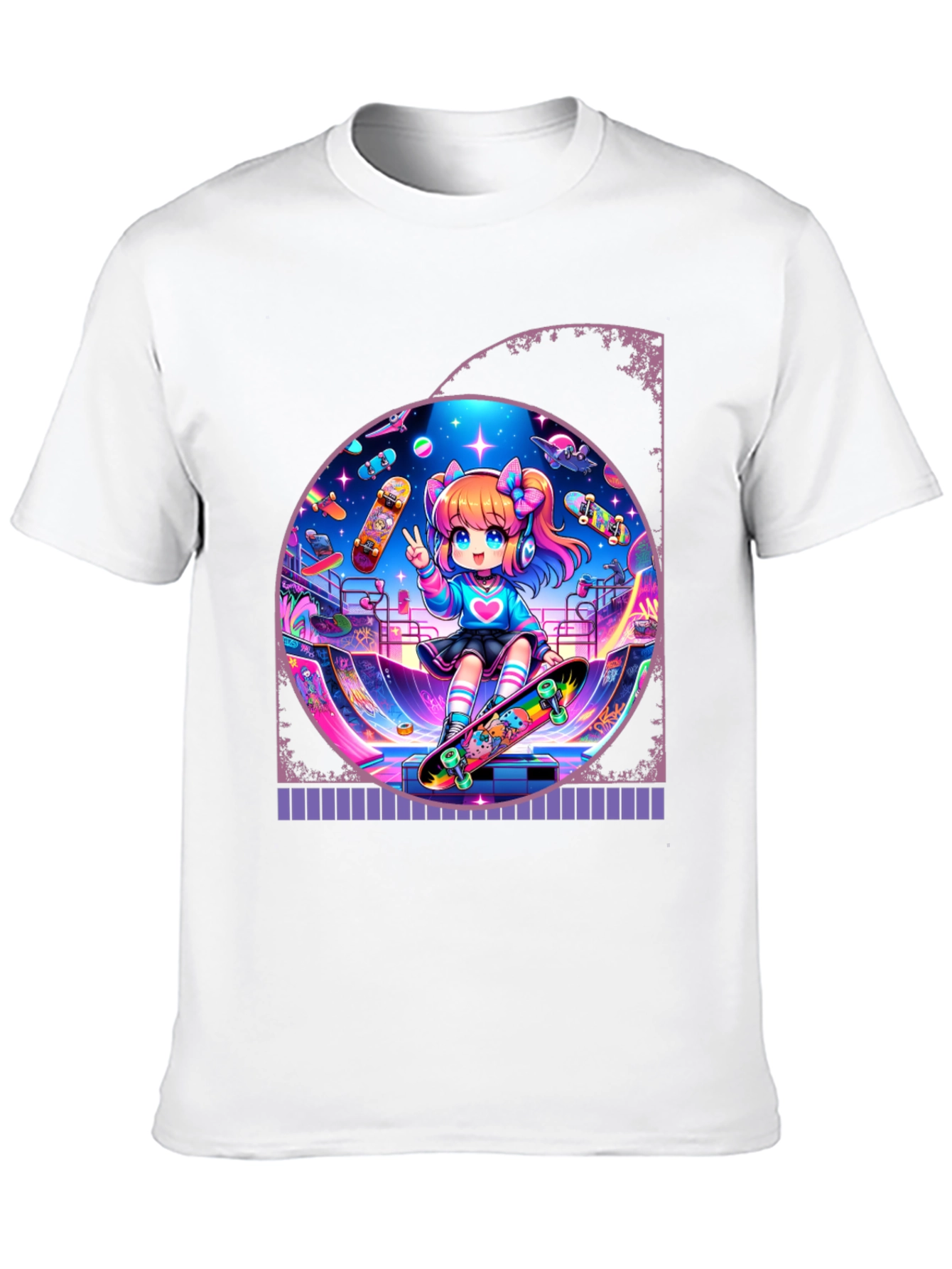 Anime Skater Girl Graphic Tee - Cool and Fun!