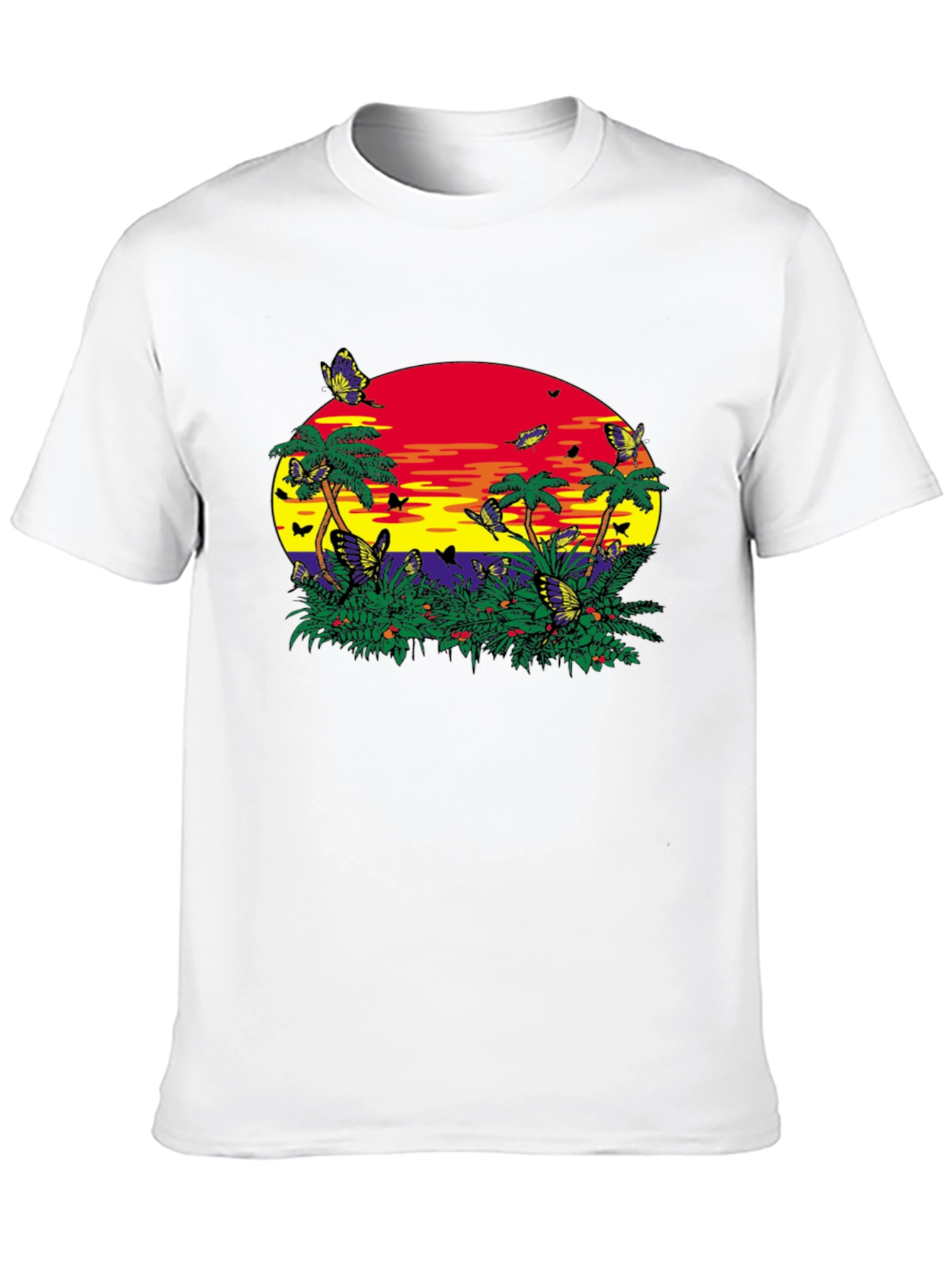 Tropical Butterfly Sunset Graphic Tee