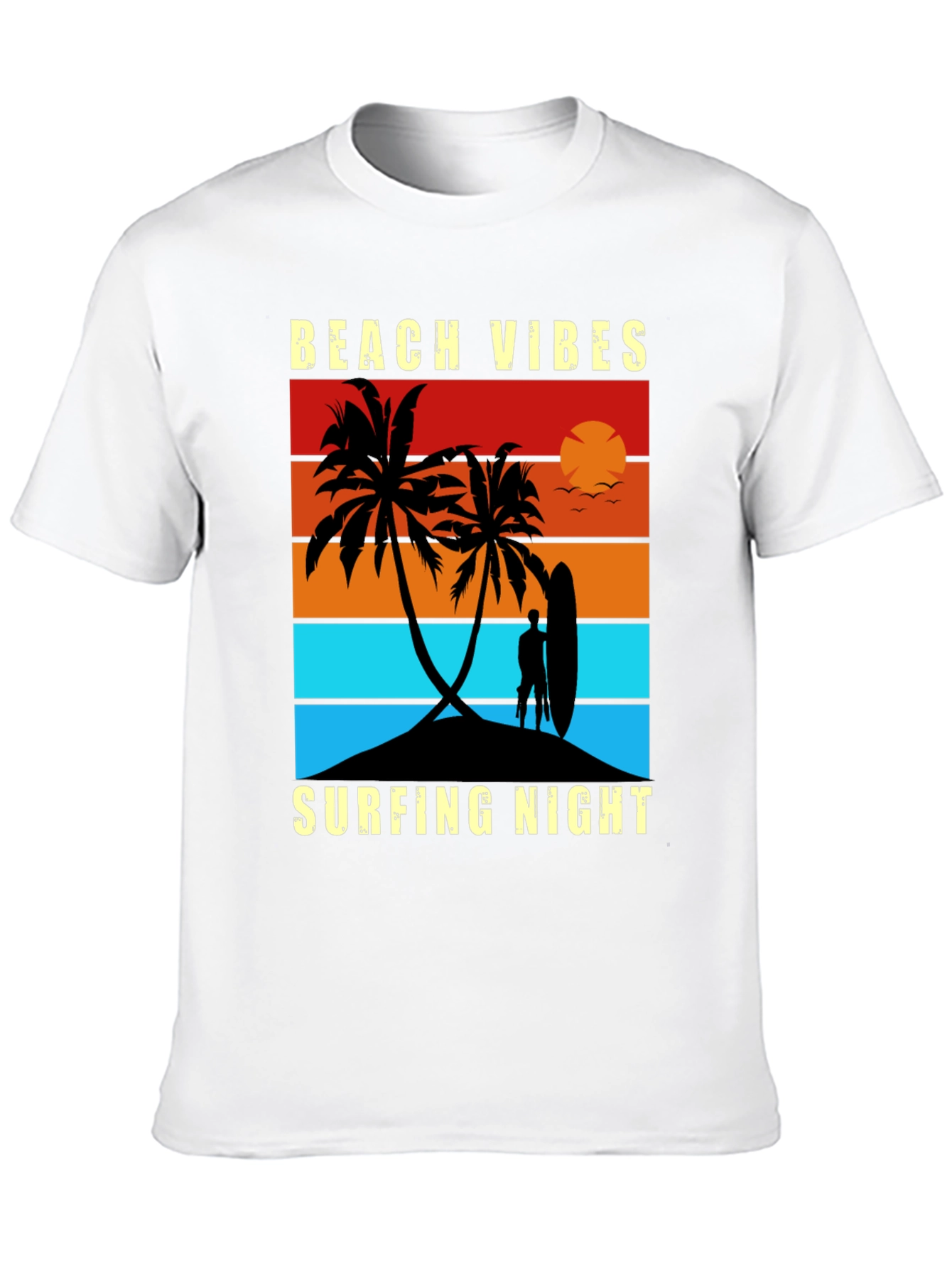 Beach Vibes Surfing Night Graphic Tee