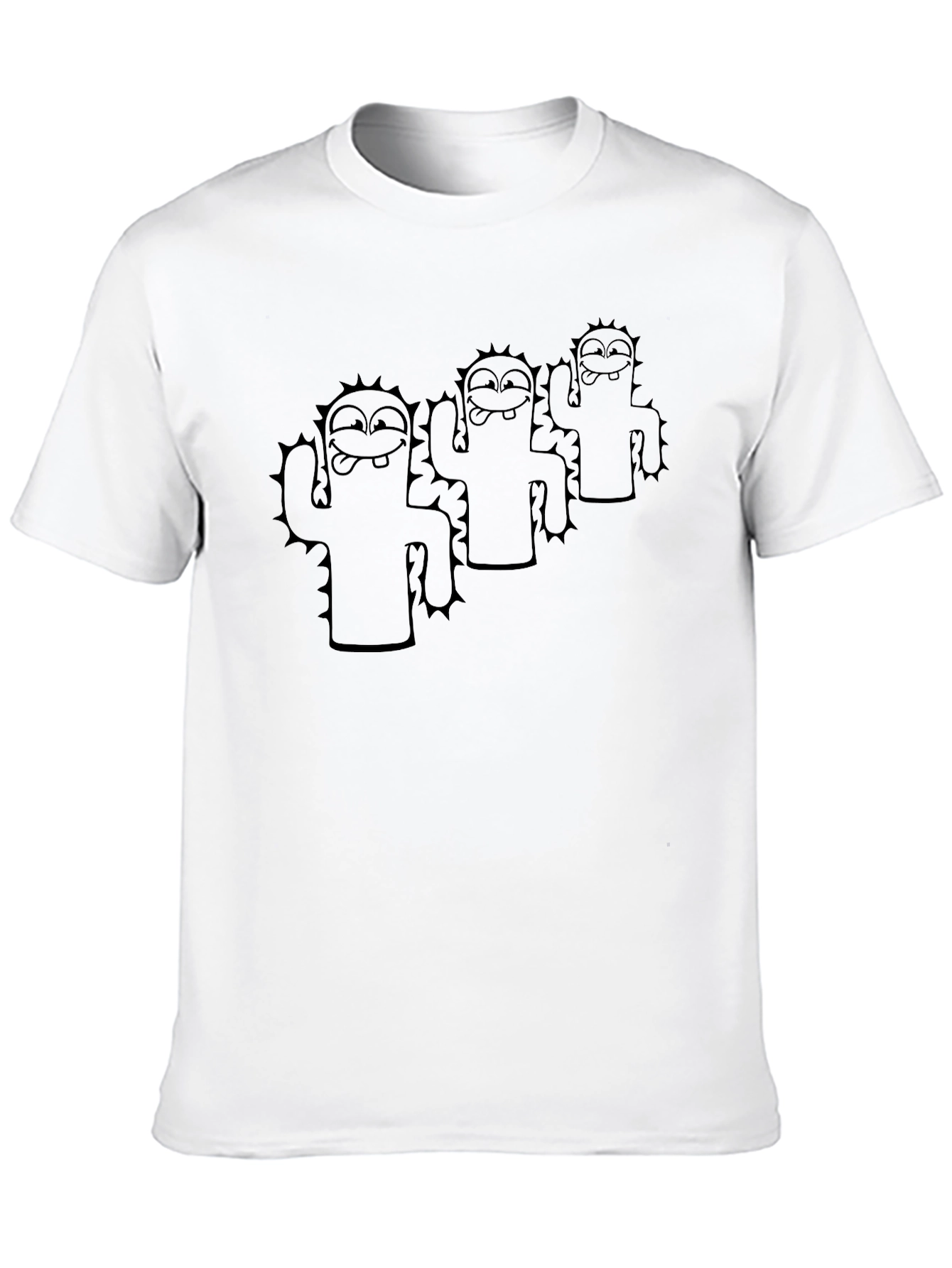 Black T-Shirt with Cactus Character Design
