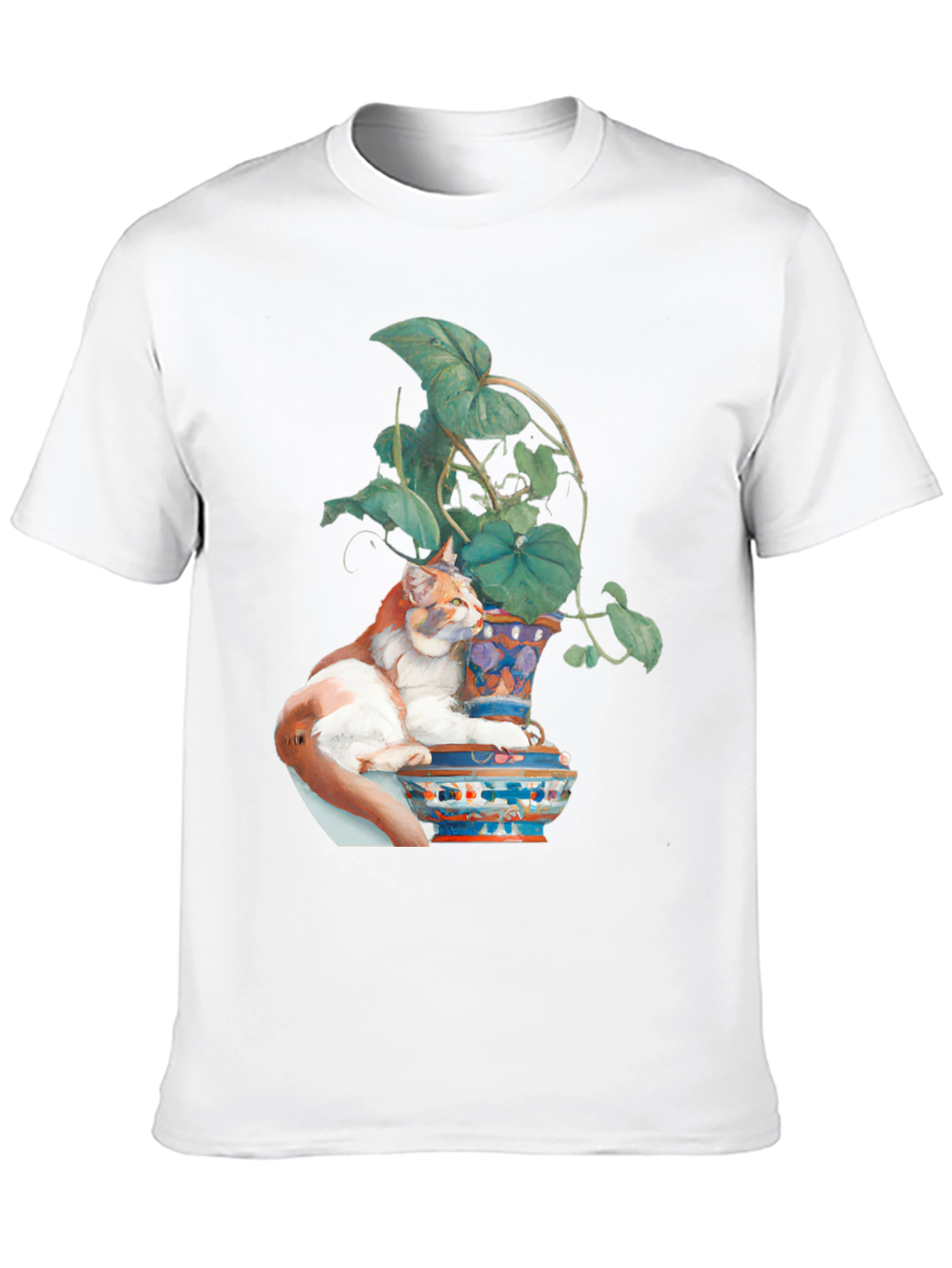 Cat on Vase T-Shirt - Unique Artistic Design