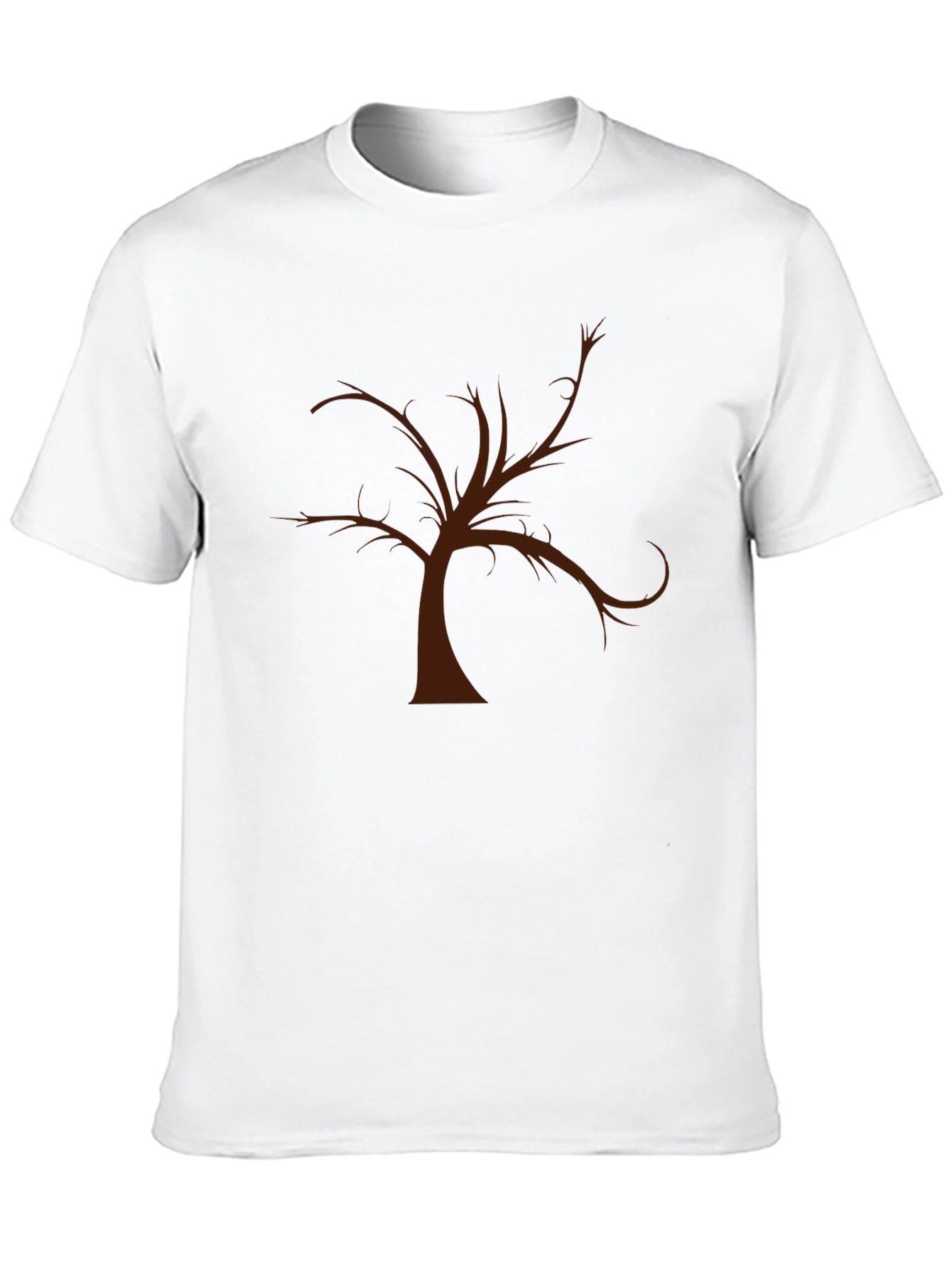 Unique Brown Tree Graphic Black T-Shirt