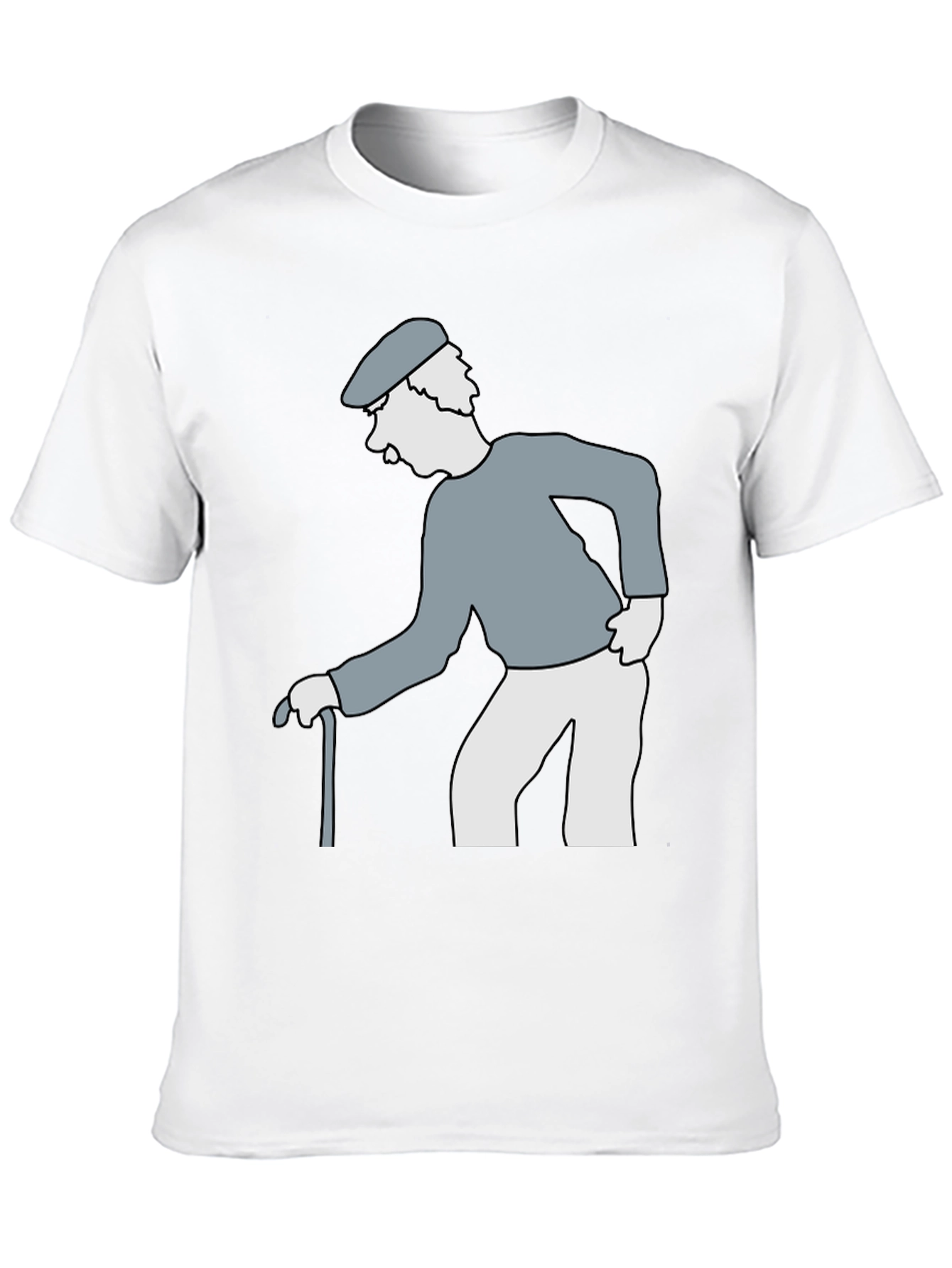 Cartoon Grandpa on Black T-Shirt