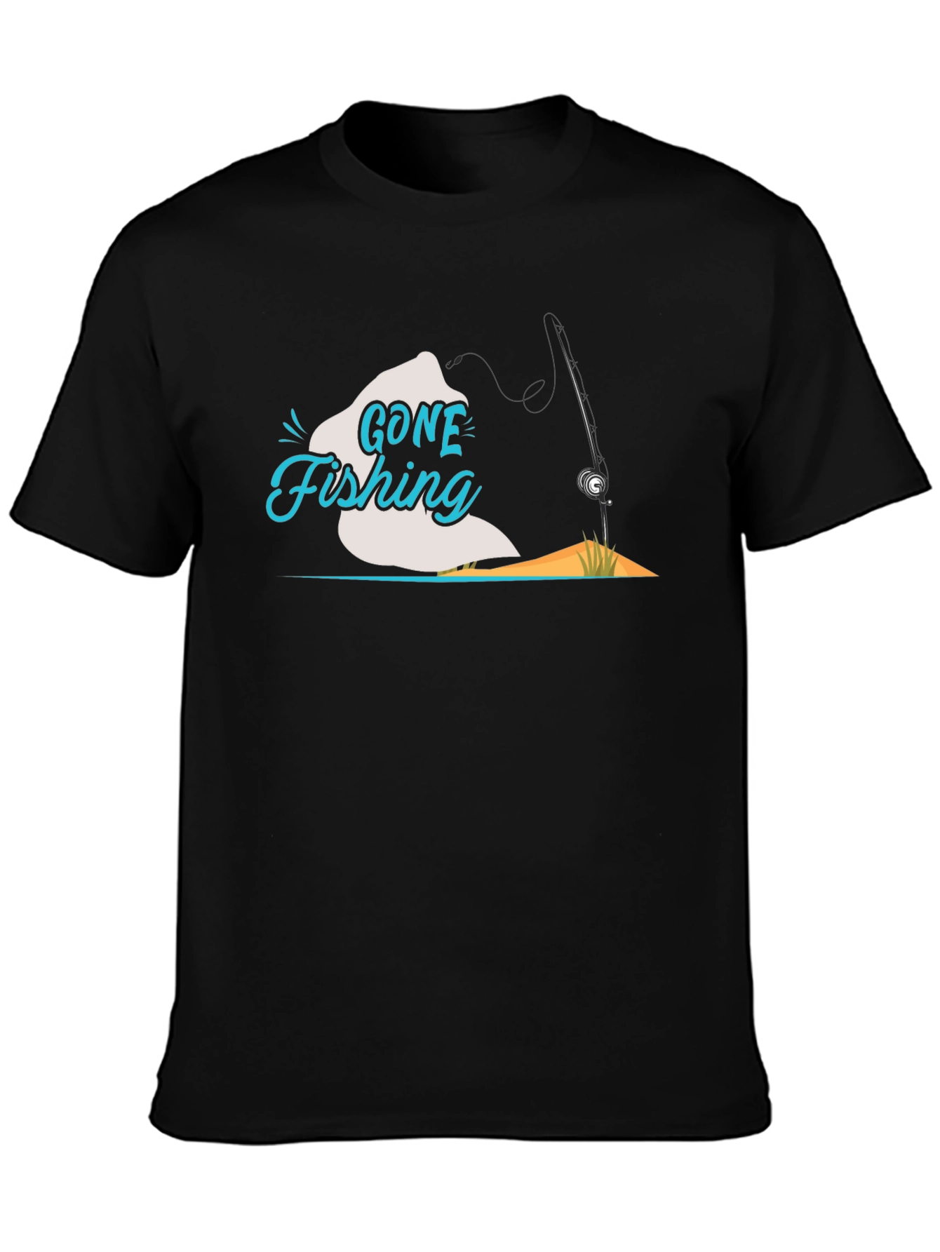 Gone Fishing Black T-Shirt
