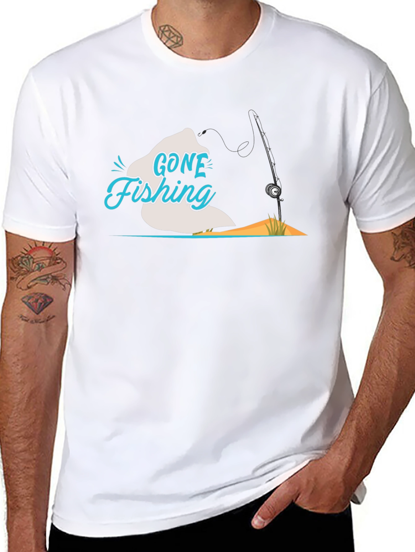 Gone Fishing Black T-Shirt