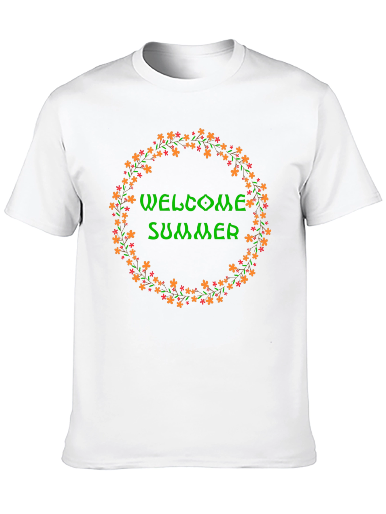 Welcome Summer Floral Wreath Graphic T-Shirt
