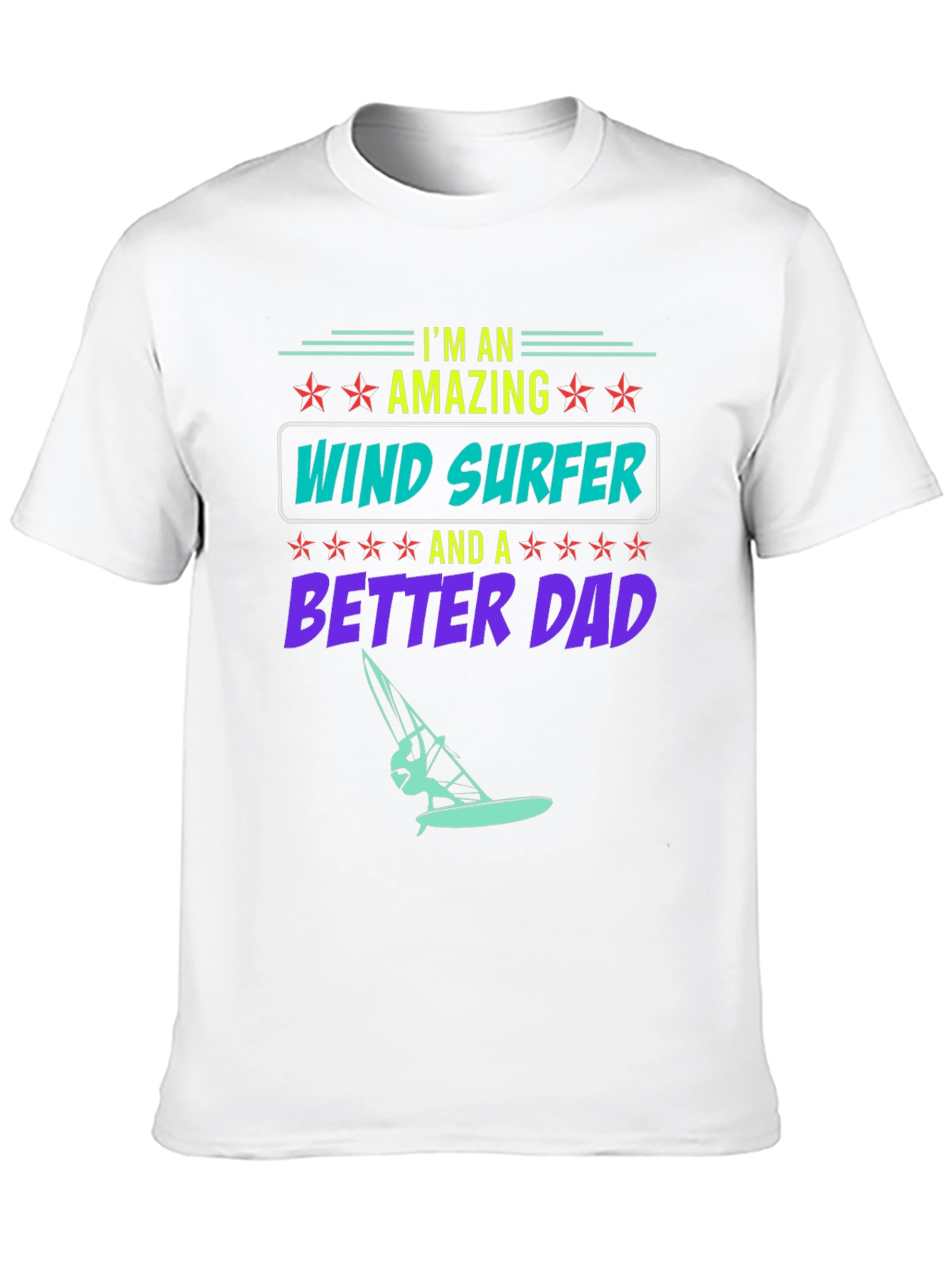 Amazing Wind Surfer Dad Black Graphic Tee