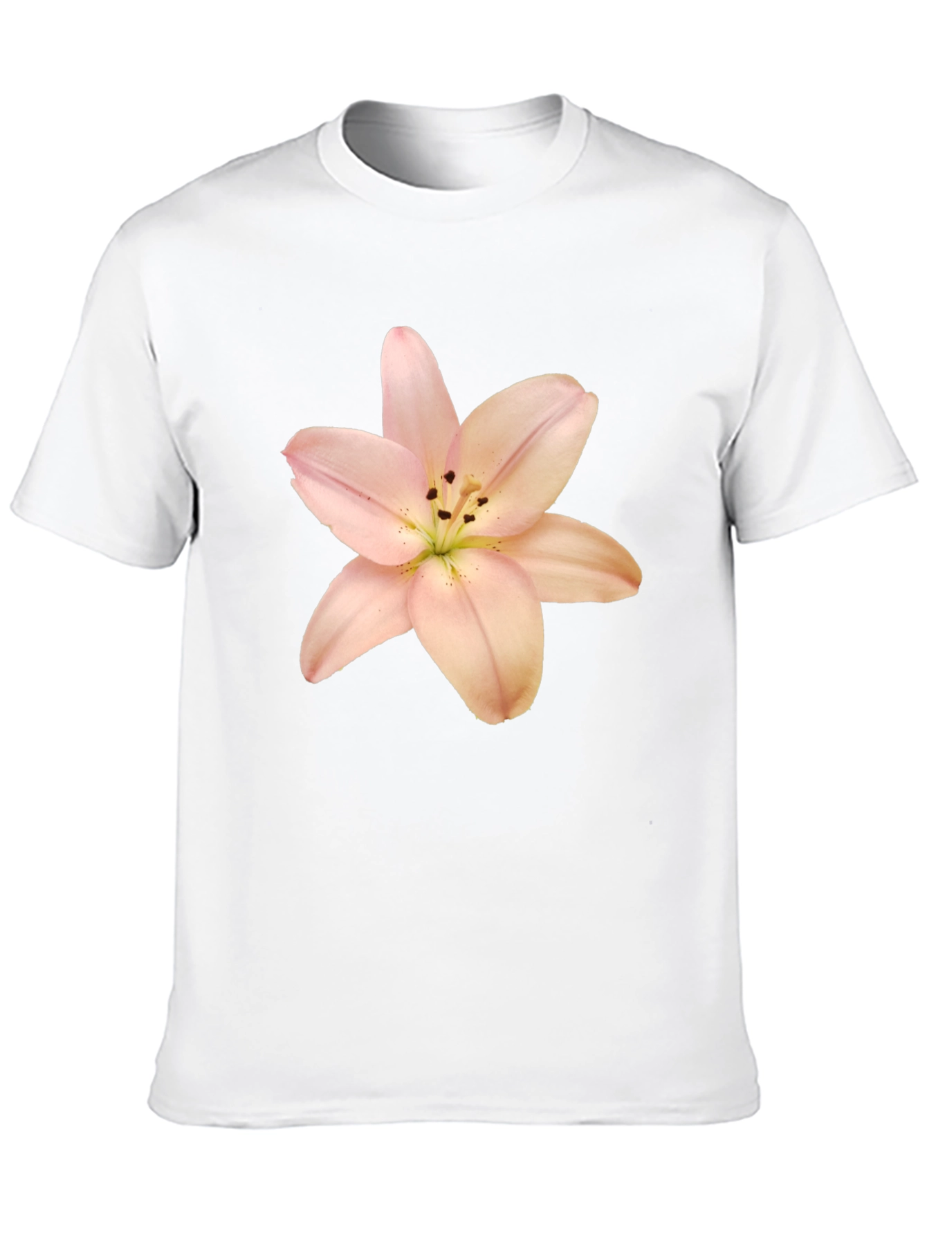 Black T-Shirt with Floral Lily Print