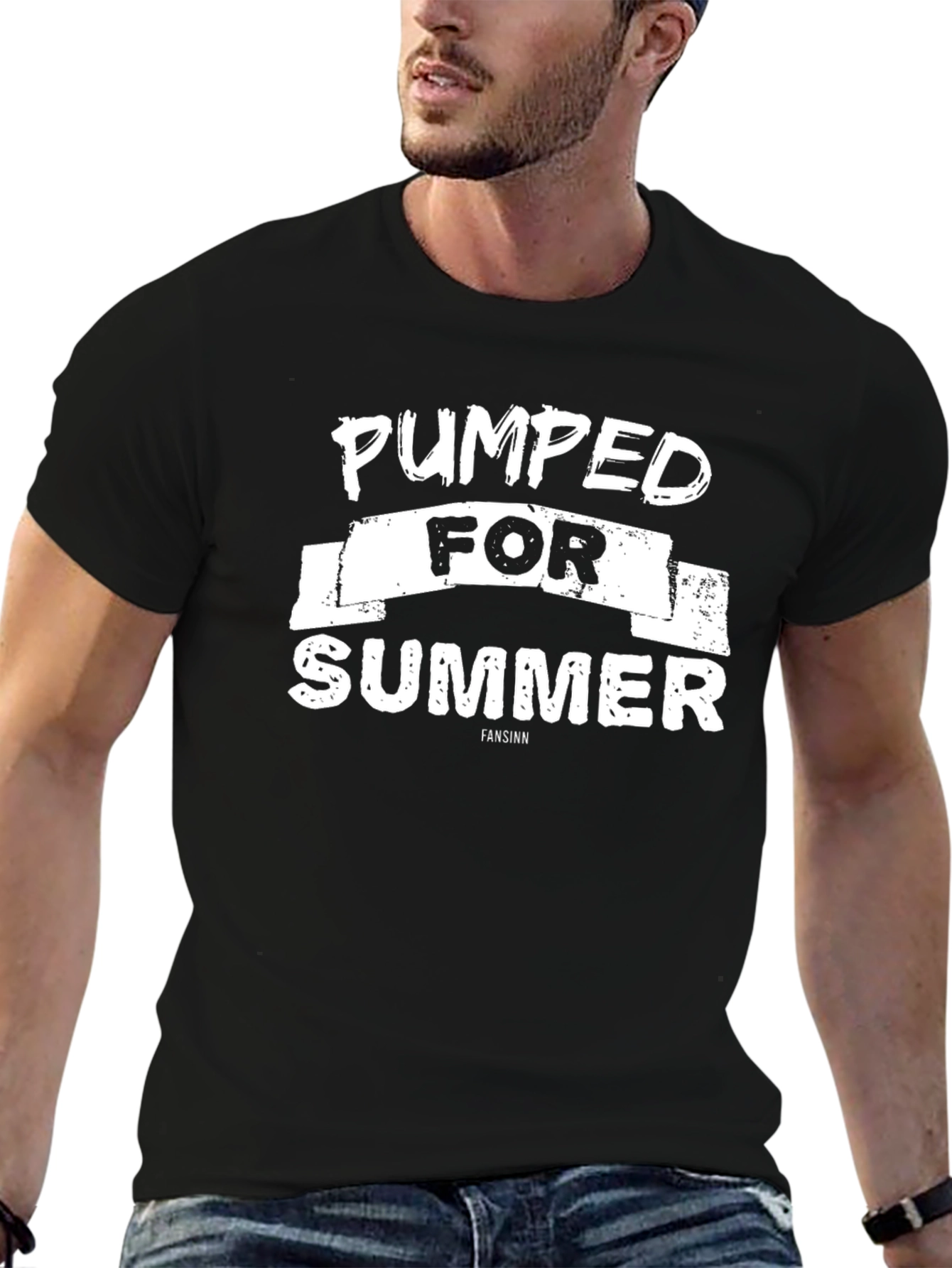 Pumped for Summer Black Cotton T-Shirt