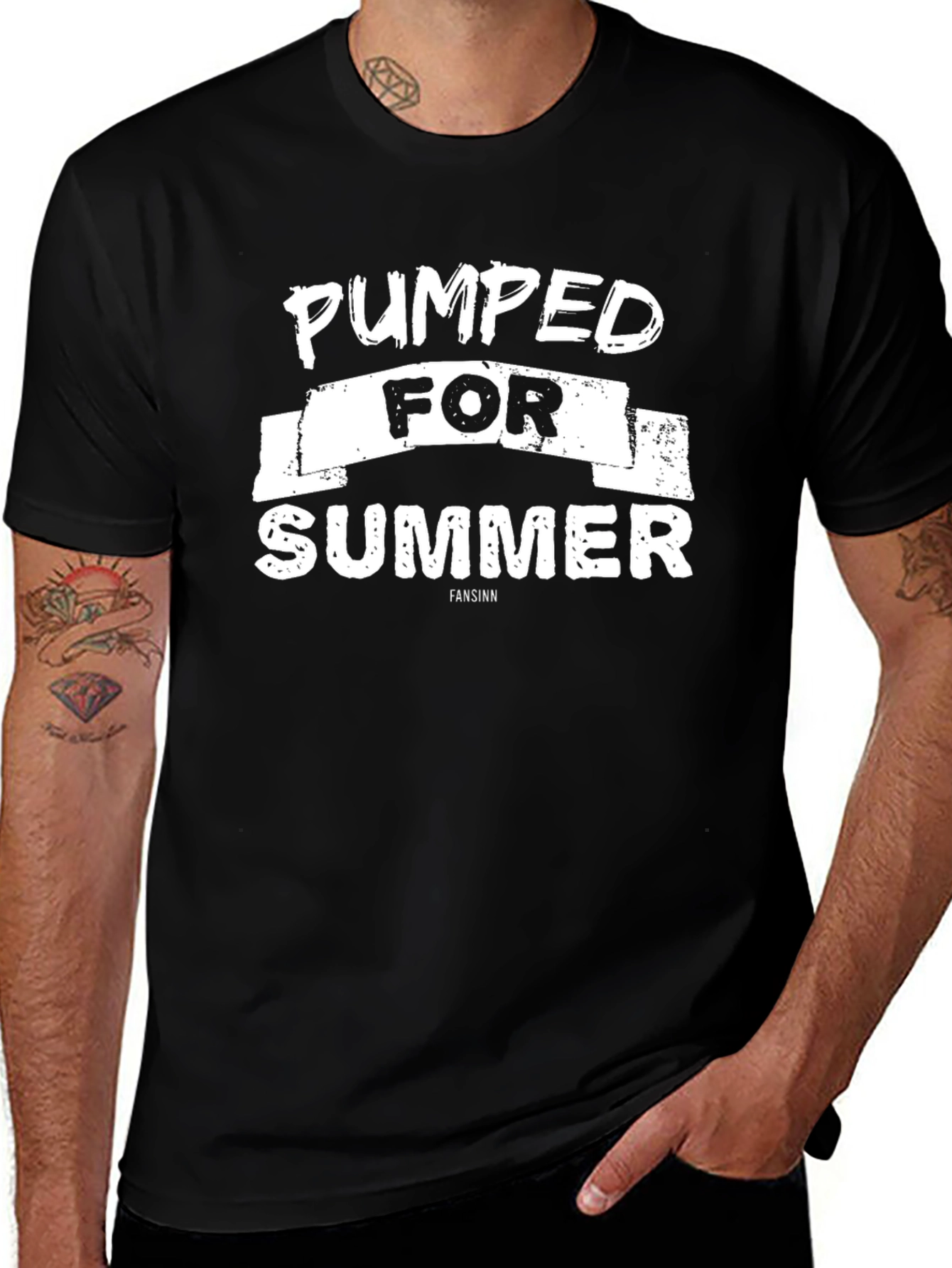 Pumped for Summer Black Cotton T-Shirt