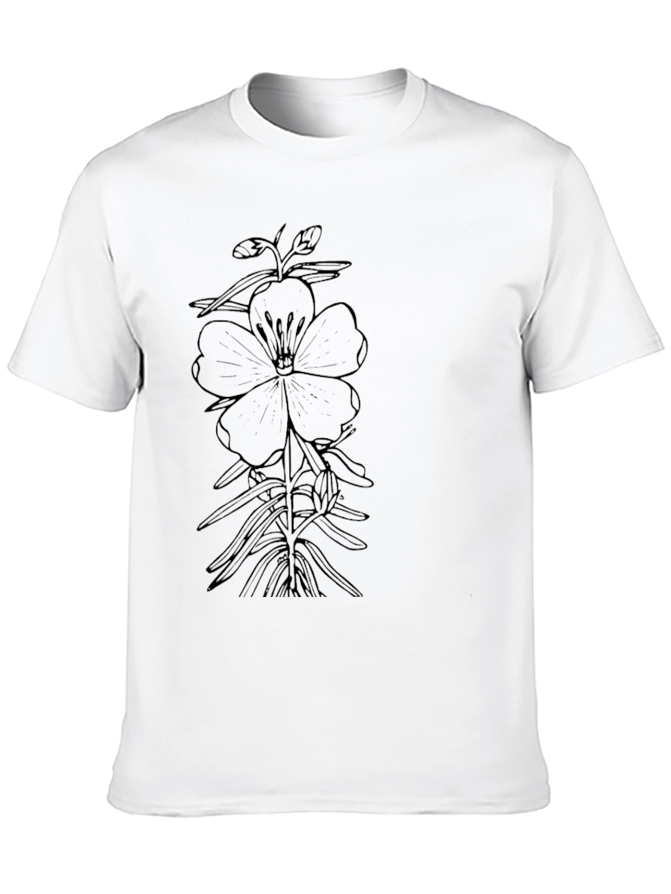 Botanical Flower Graphic Black T-Shirt