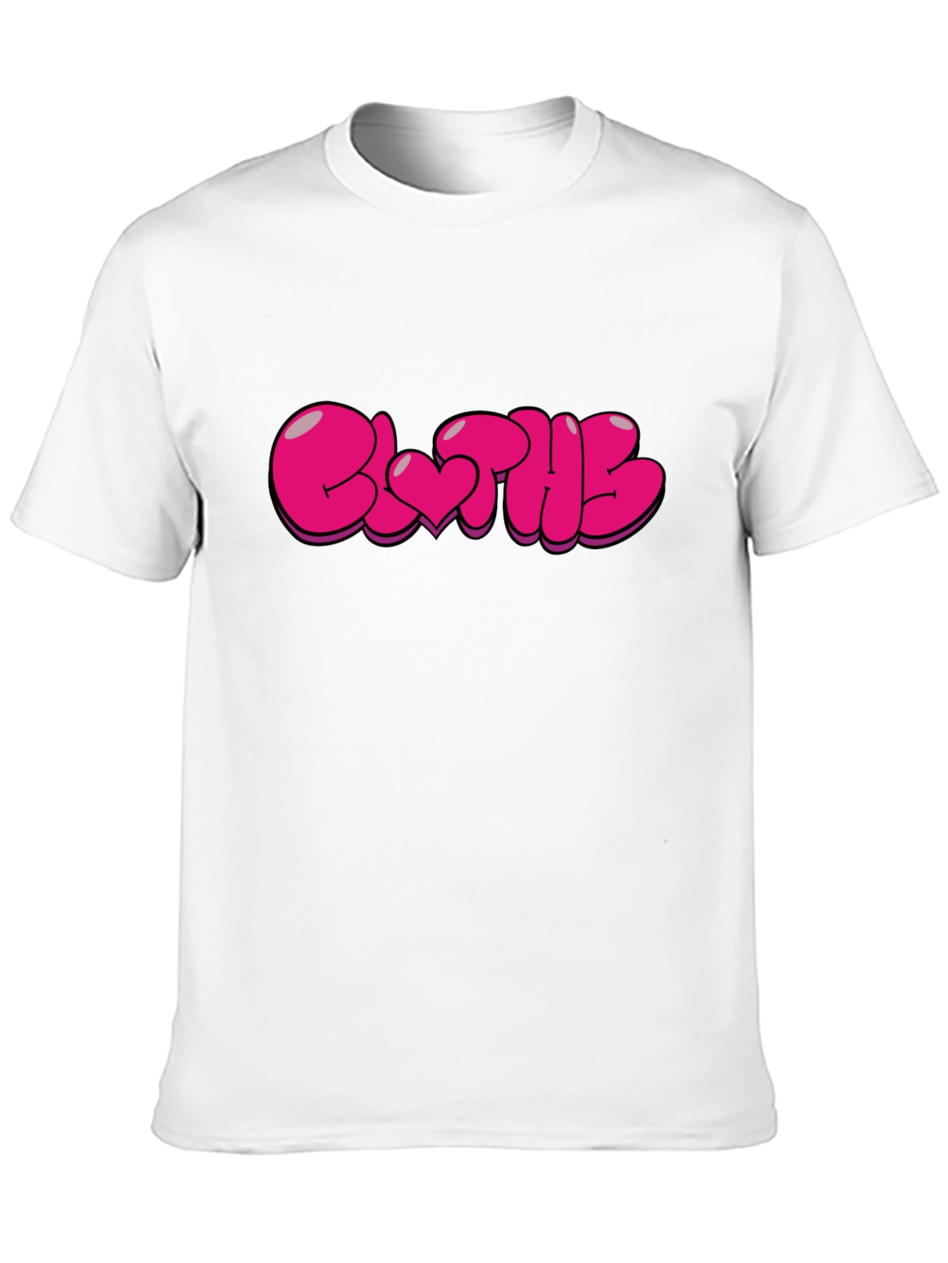Stylish Black T-Shirt with Pink Bubble Letter Graphic