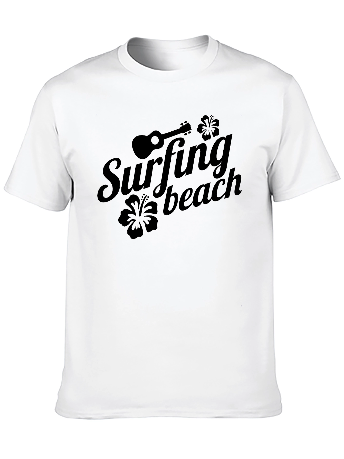 Surfing Beach Graphic Tee - Black