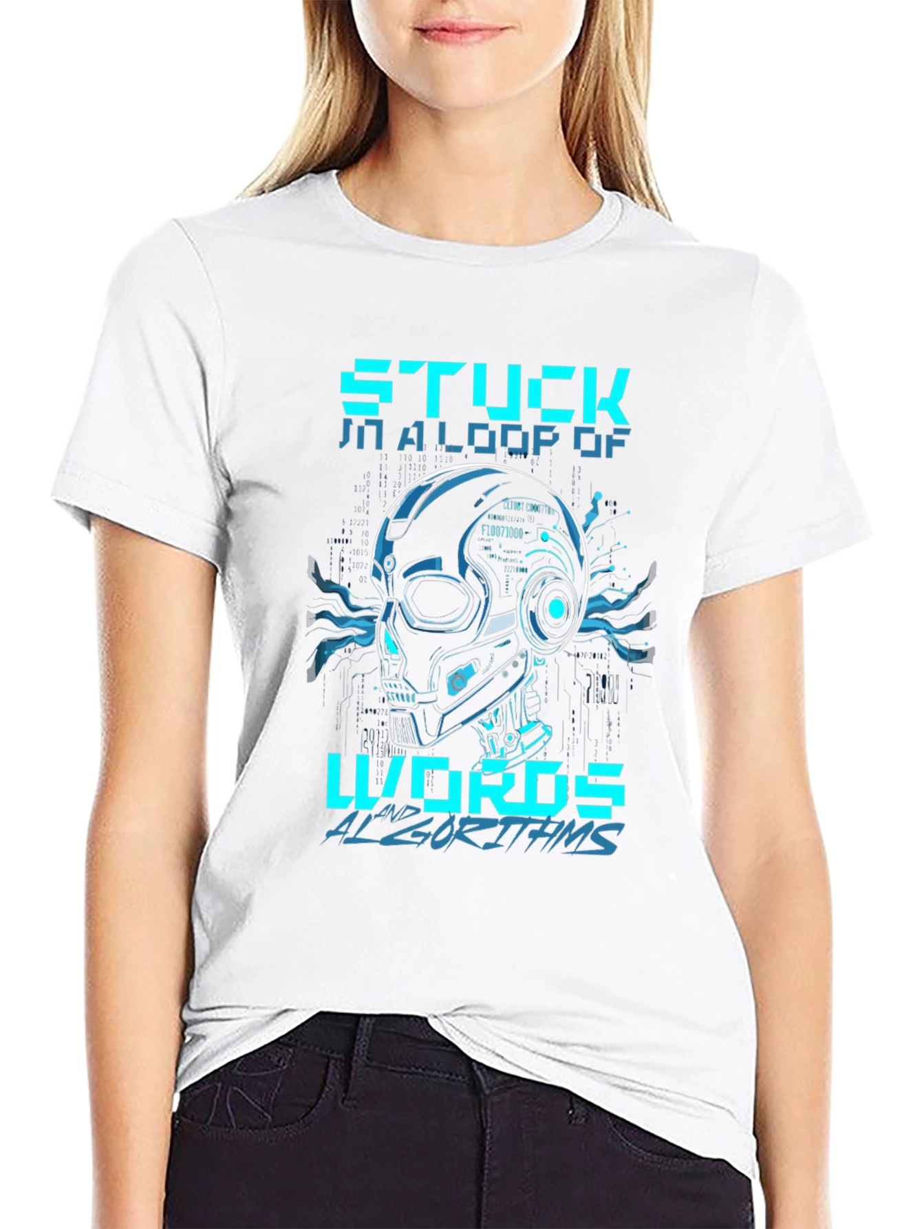 Stuck in Loop Algorithm Skull T-Shirt