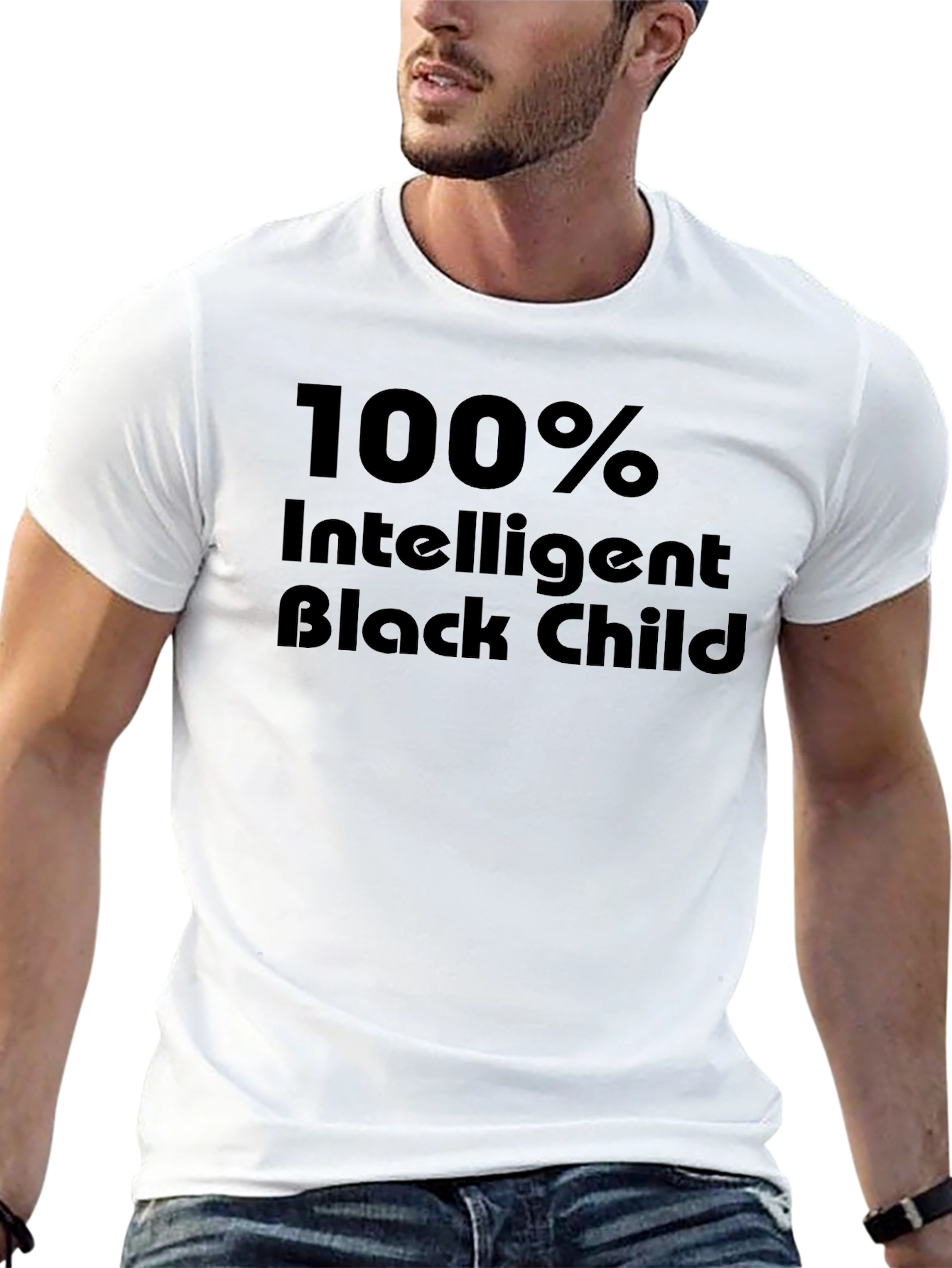 100% Intelligent Black Child Black T-Shirt