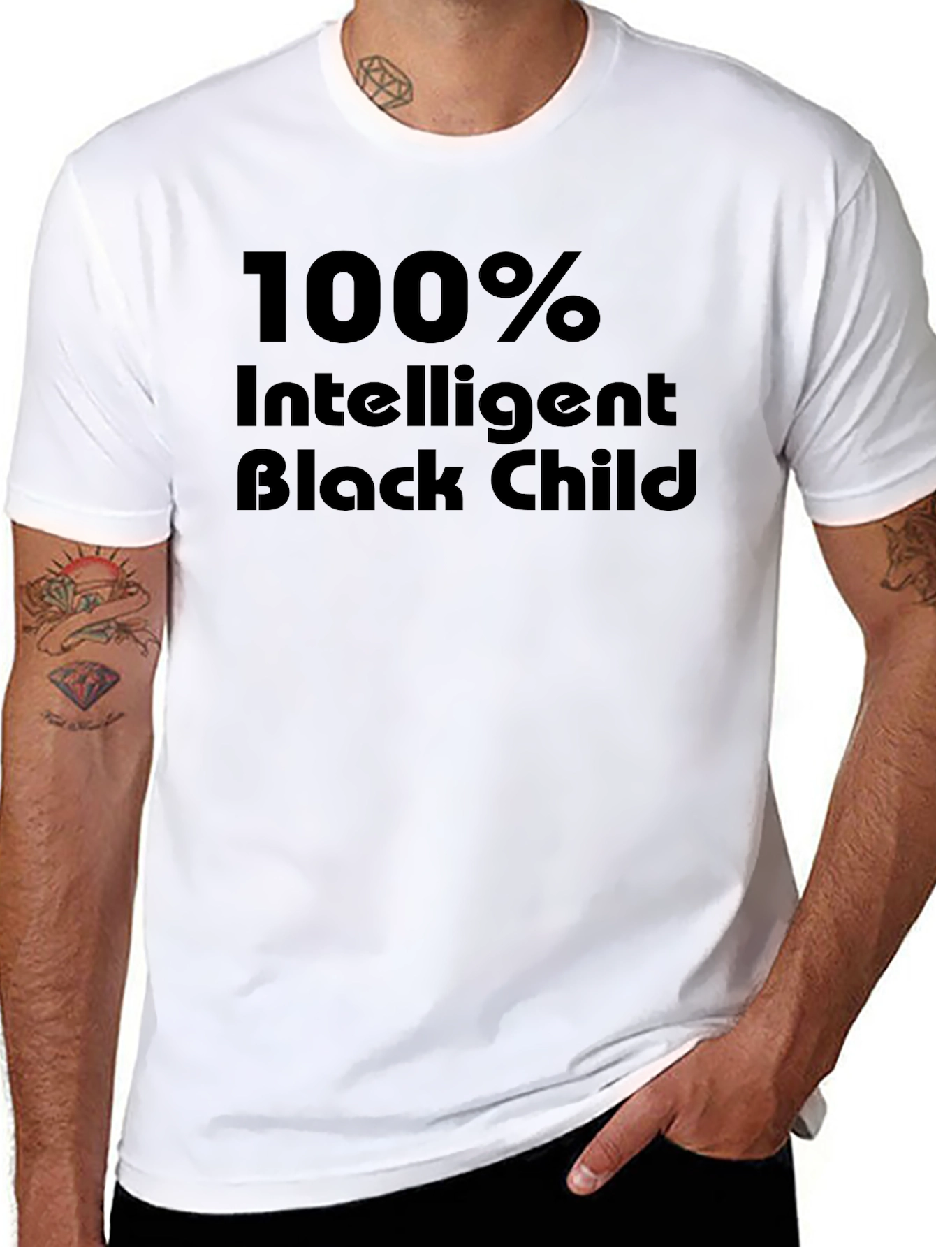 100% Intelligent Black Child Black T-Shirt