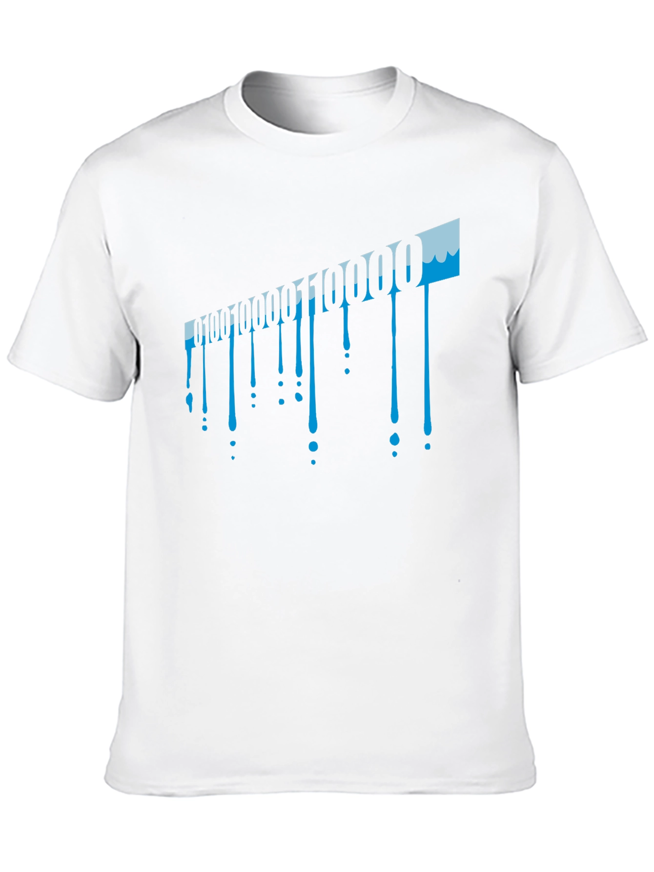 Binary Code Drip Graphic Tee - Black Cotton Blend