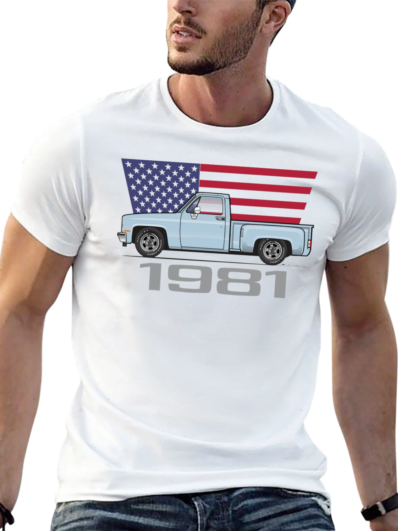 1981 Truck American Flag Graphic Tee