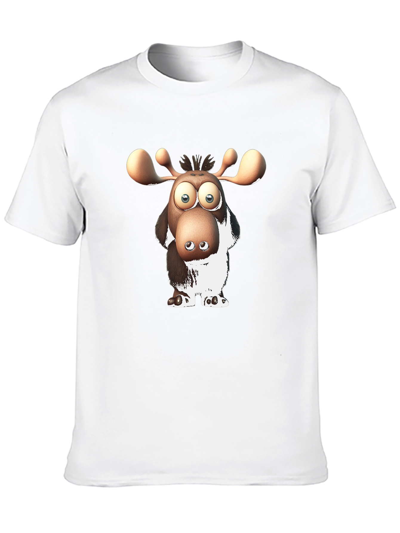 Cartoon Moose Graphic Black T-Shirt