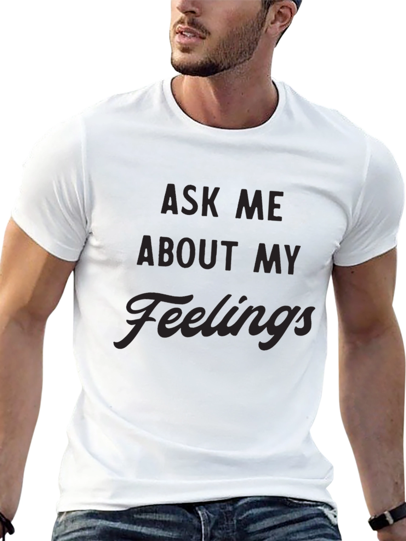 Ask Me About My Feelings Mens Black T-Shirt