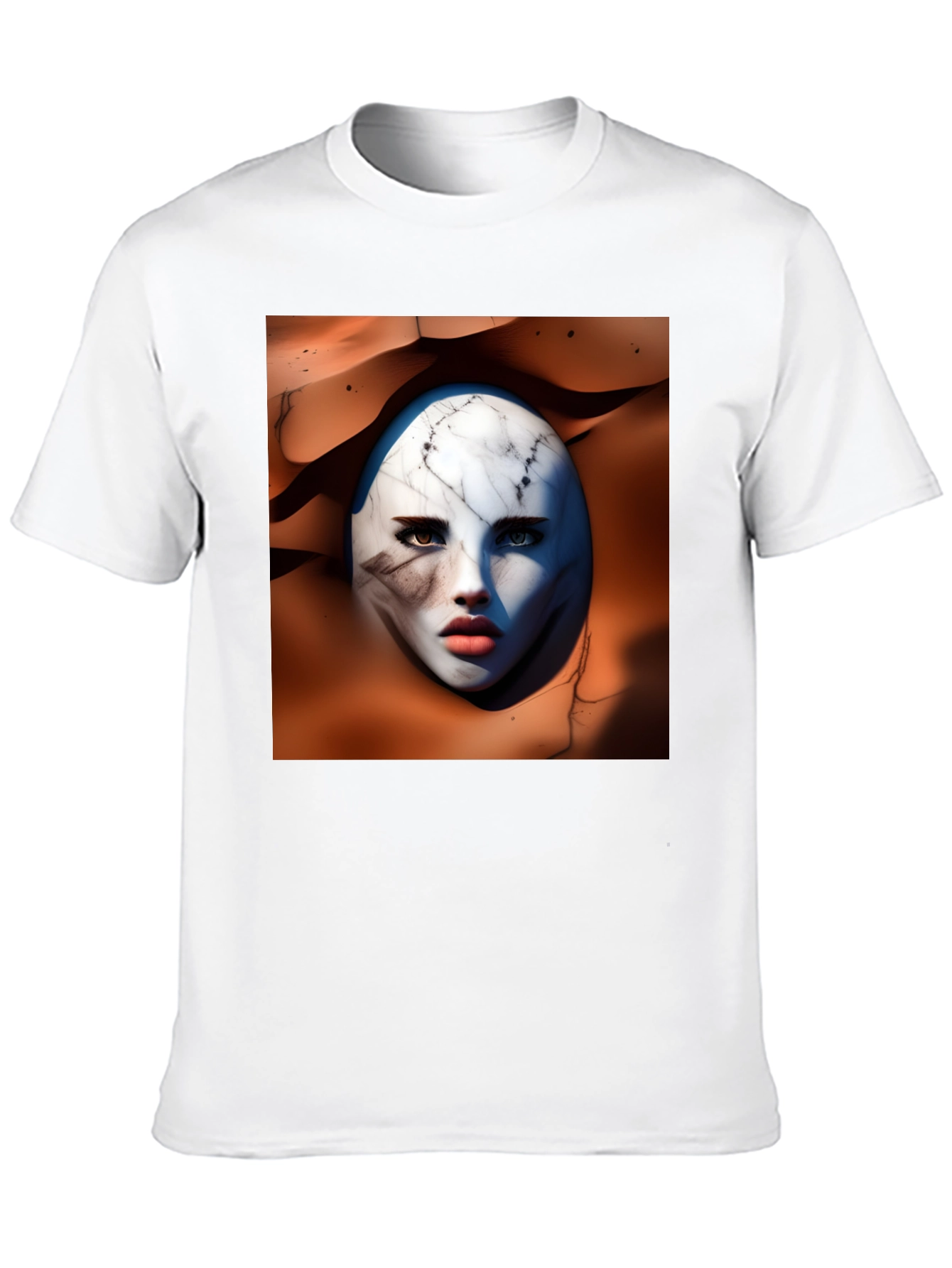 Abstract Marble Face Graphic Tee - Unique Art Design