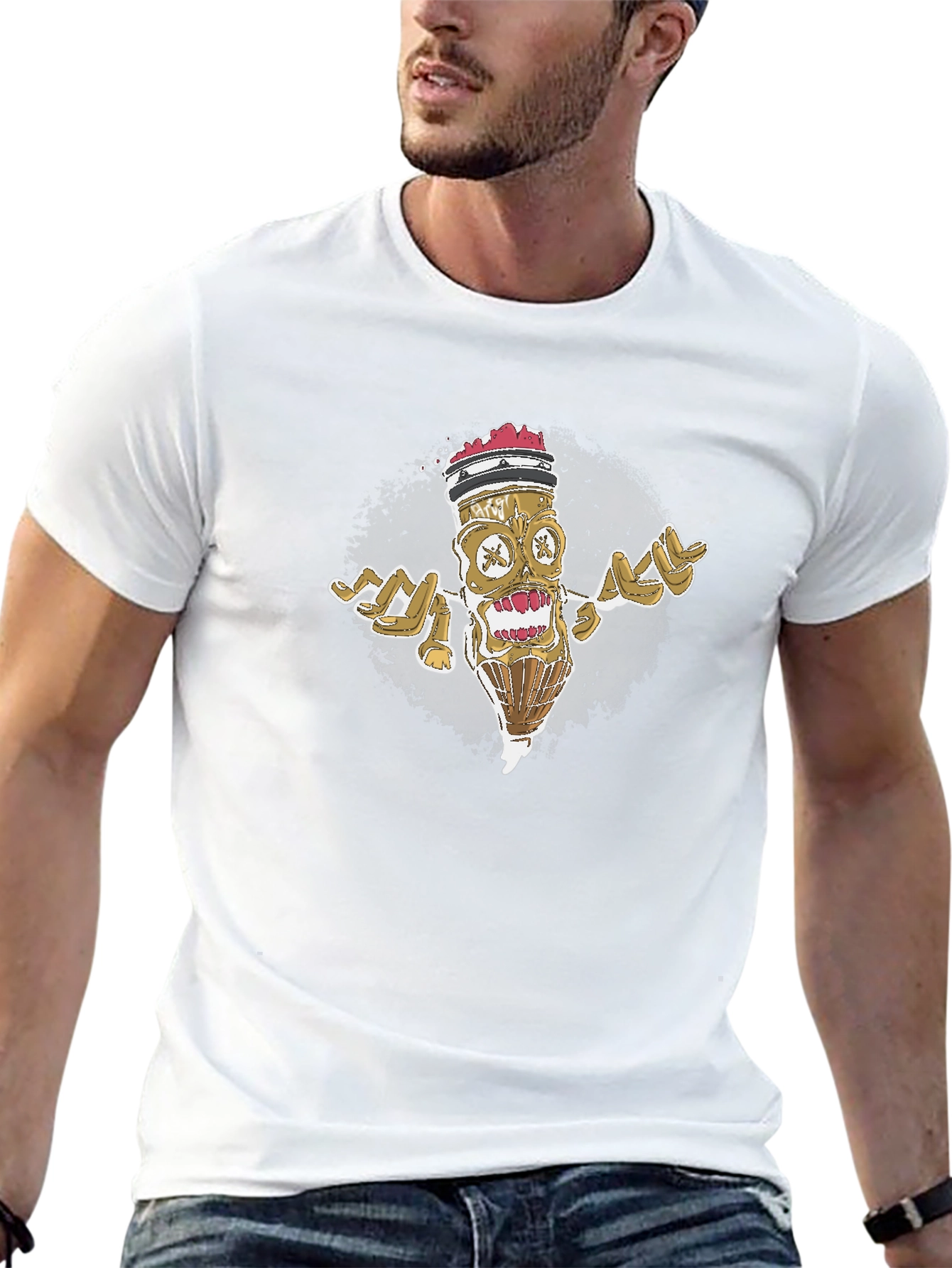 Zombie Pencil Graphic Tee - Cool Artistic Design
