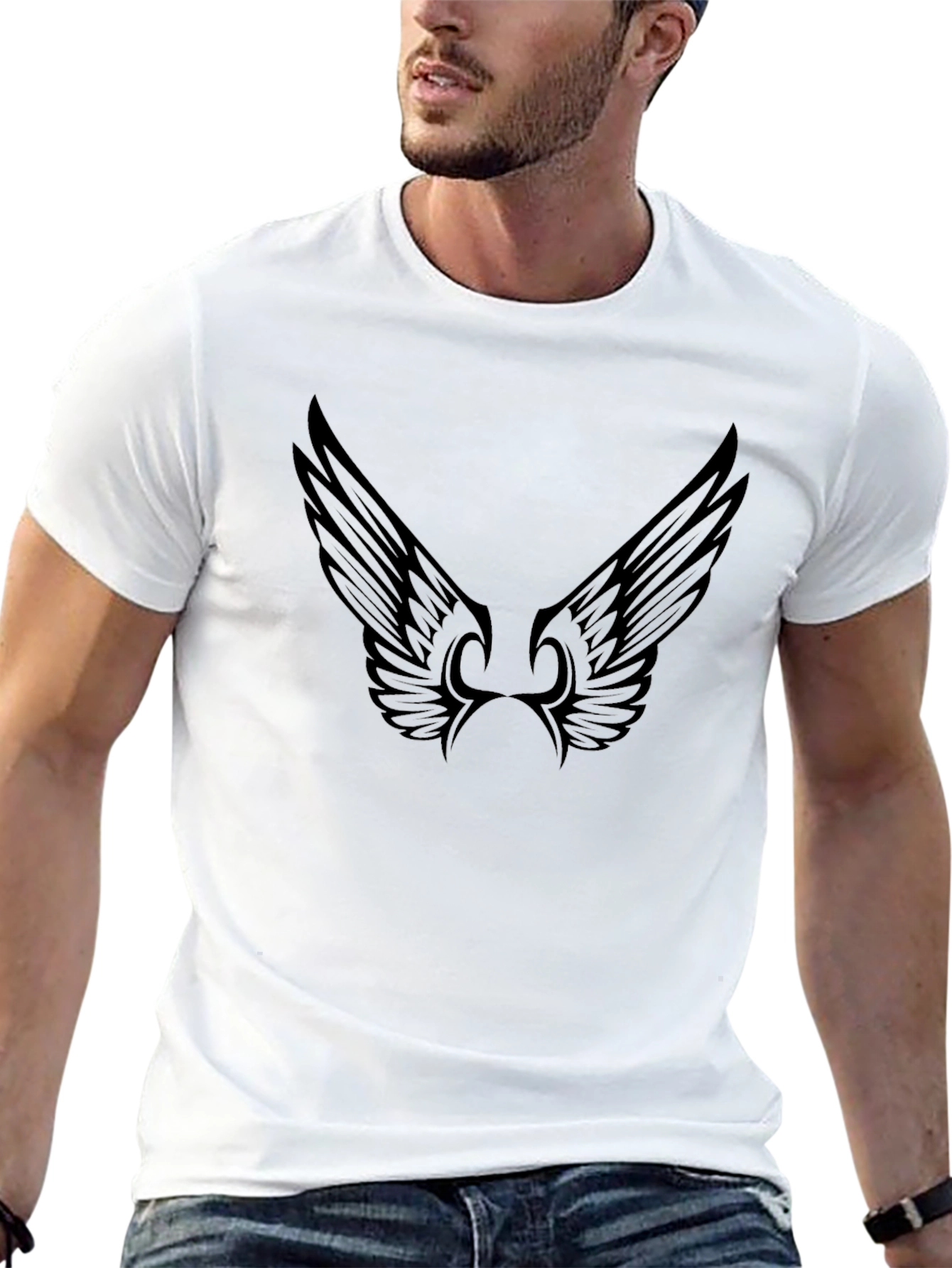 Winged Black Tee - Stylish Mens Casual Wear