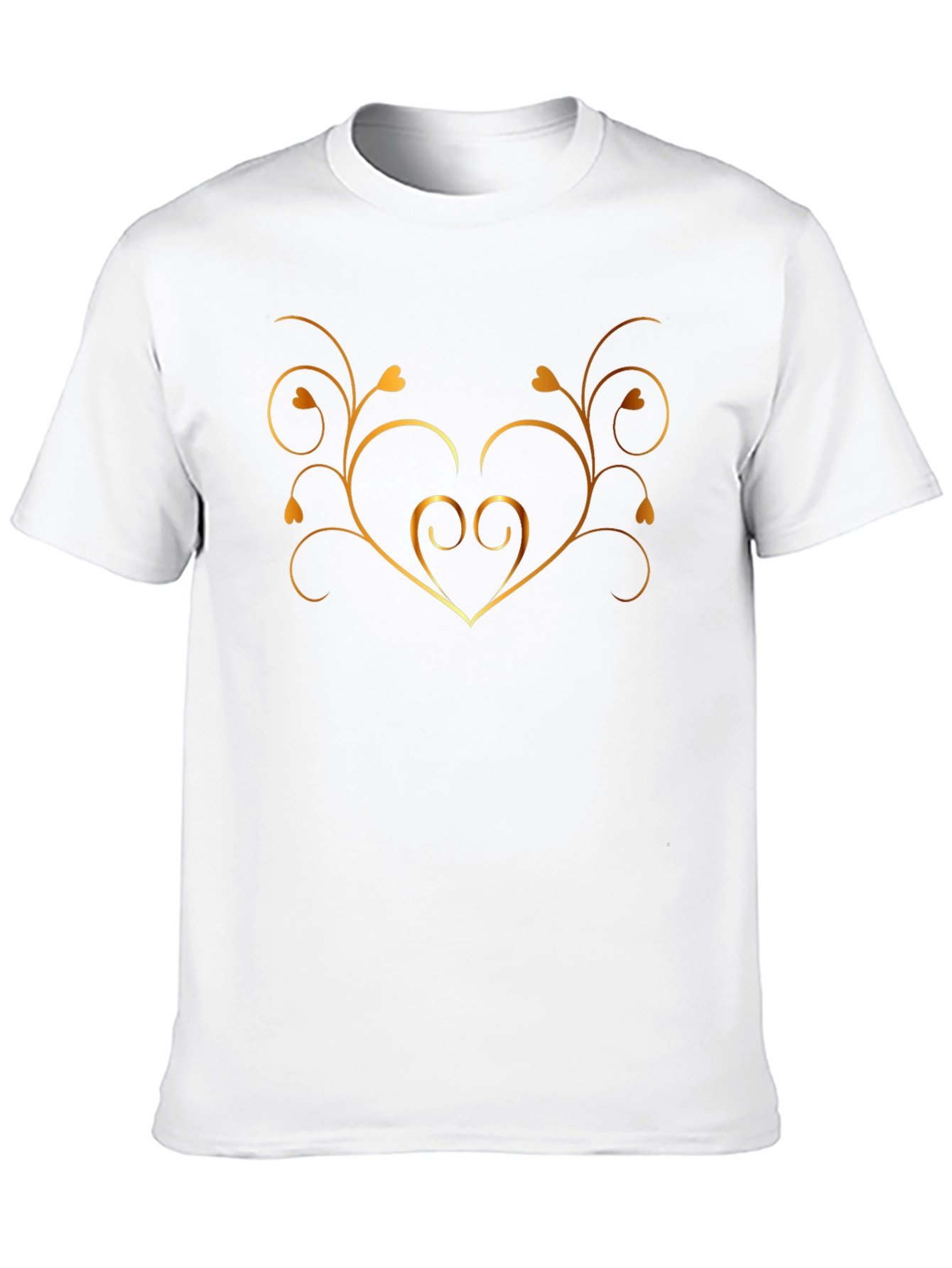 Stylish Black Tee with Golden Heart Vine Design