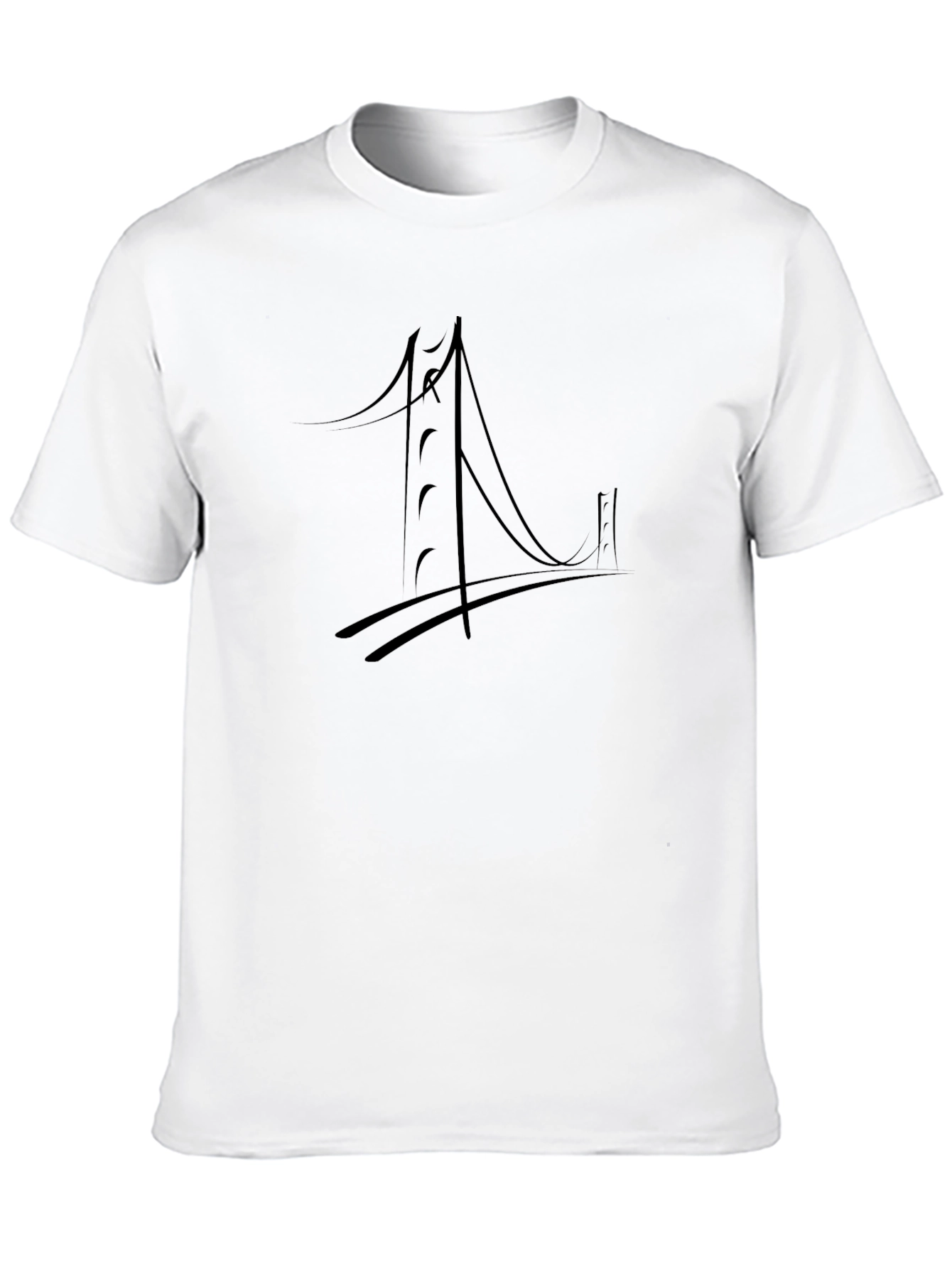 Abstract Bridge Graphic Tee - Black Cotton Blend